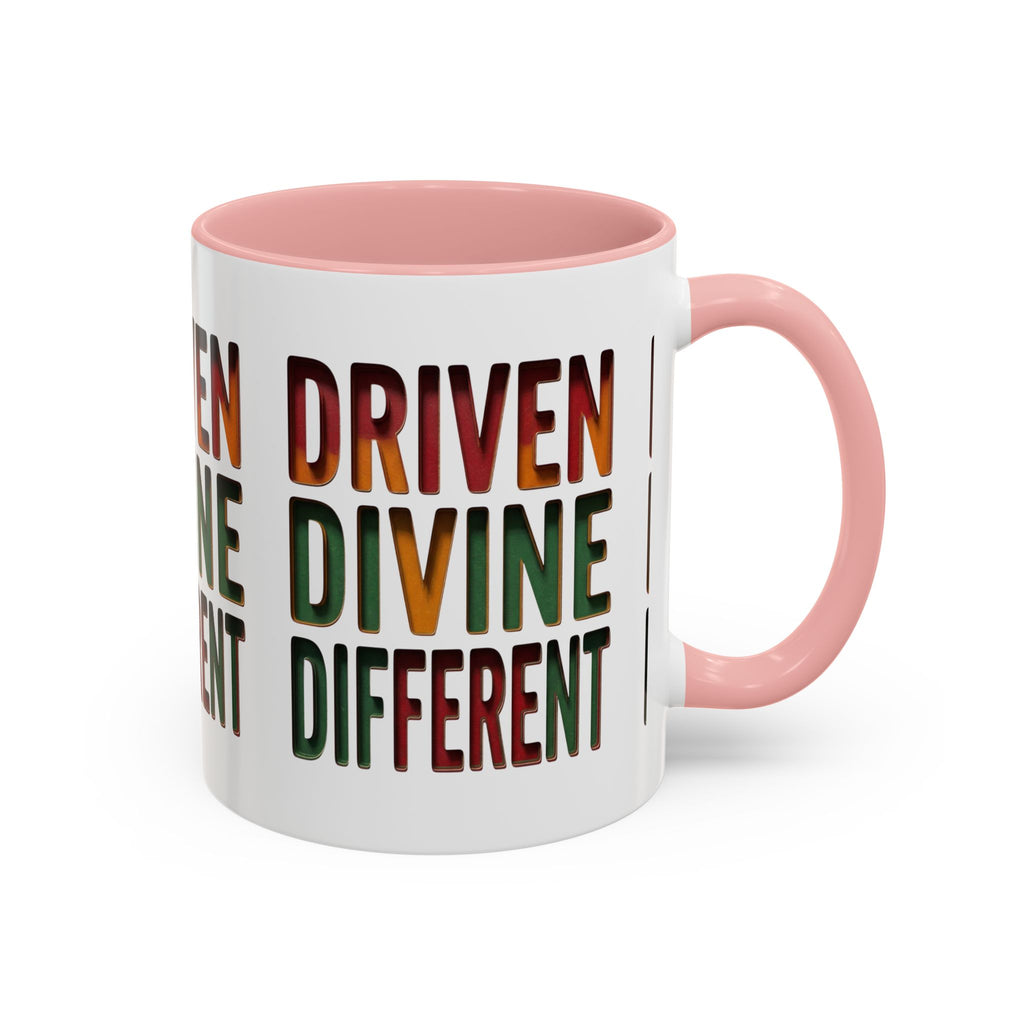 Driven Divine Different Accent Coffee Mug – Inspirational Rasta Color Typography (11/15oz)