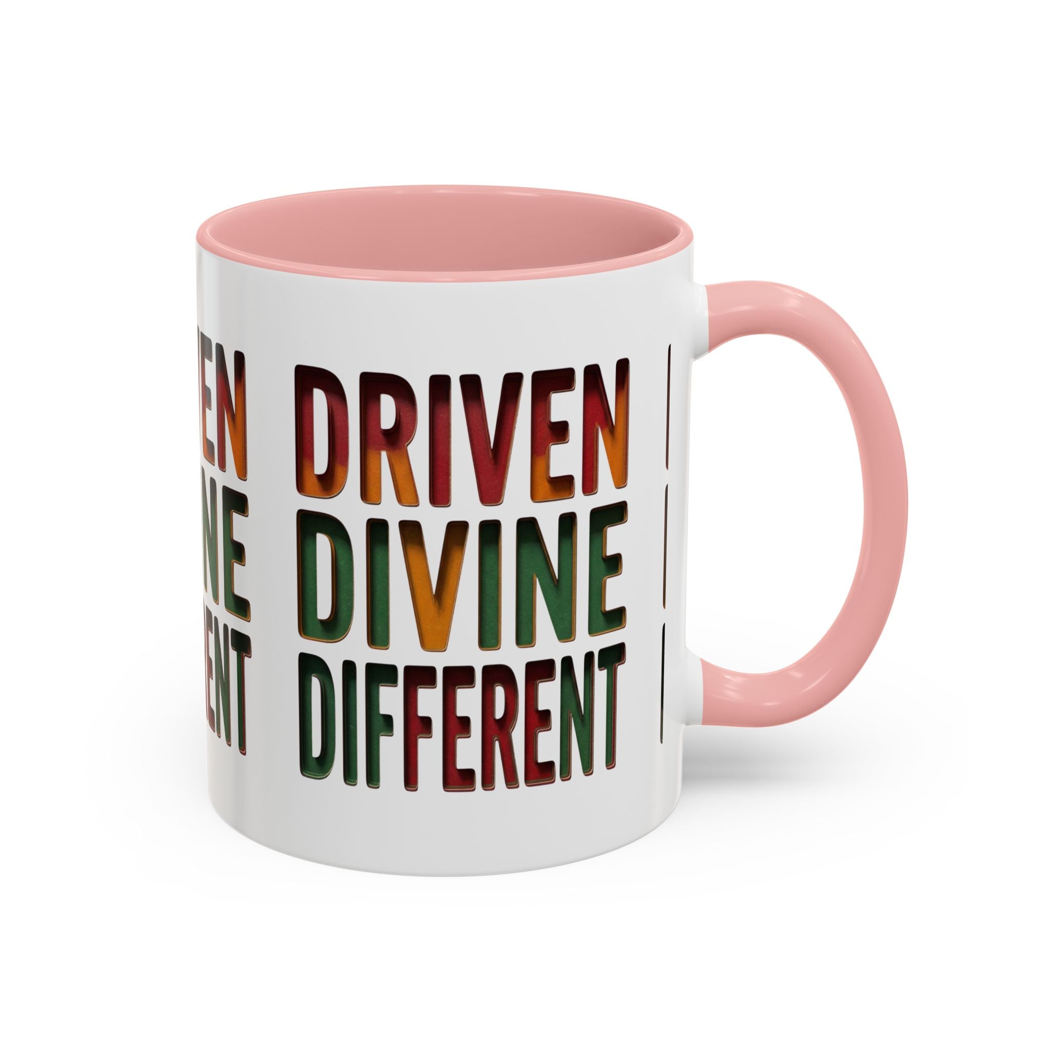 Driven Divine Different Accent Coffee Mug – Inspirational Rasta Color Typography (11/15oz)
