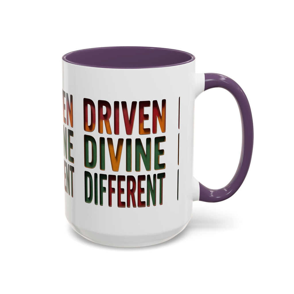 Driven Divine Different Accent Coffee Mug – Inspirational Rasta Color Typography (11/15oz)