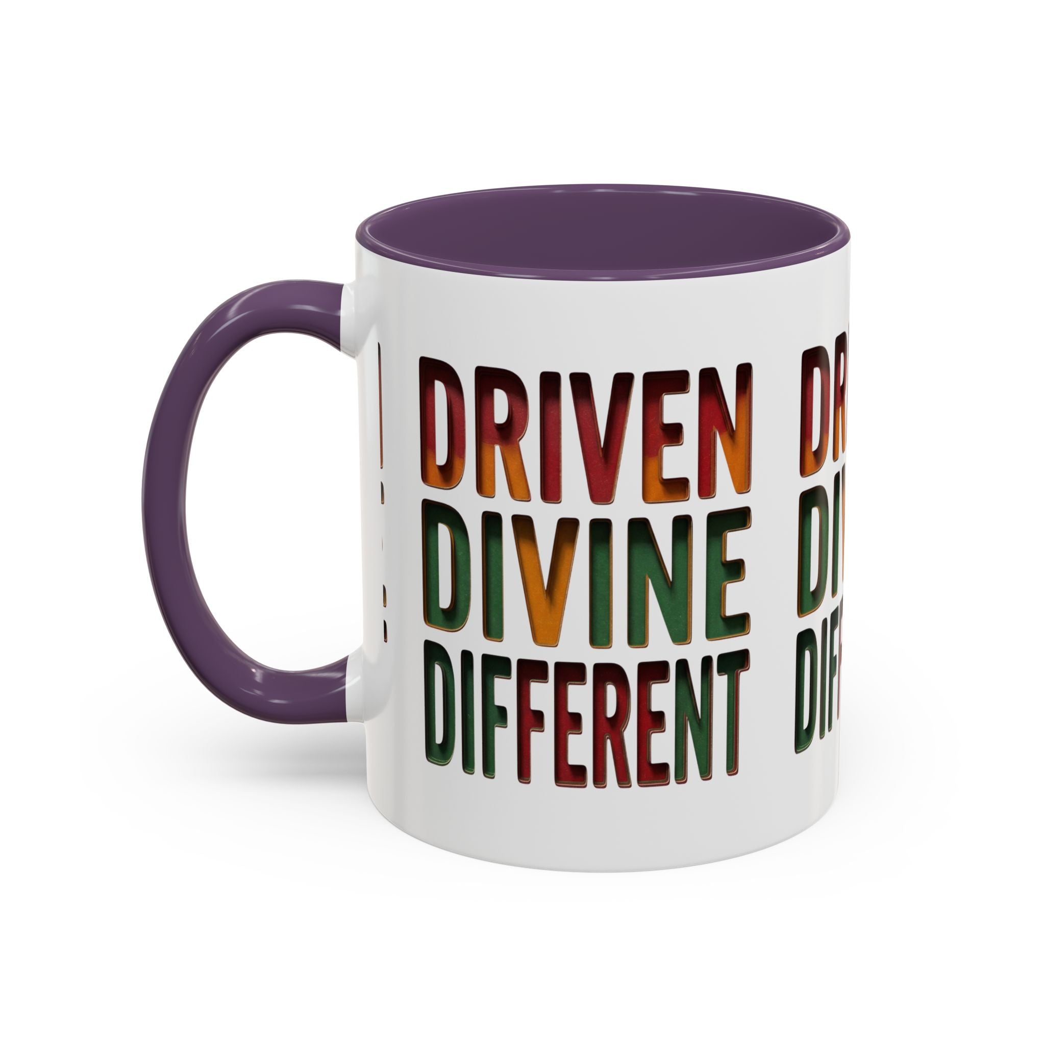 Driven Divine Different Accent Coffee Mug – Inspirational Rasta Color Typography (11/15oz)