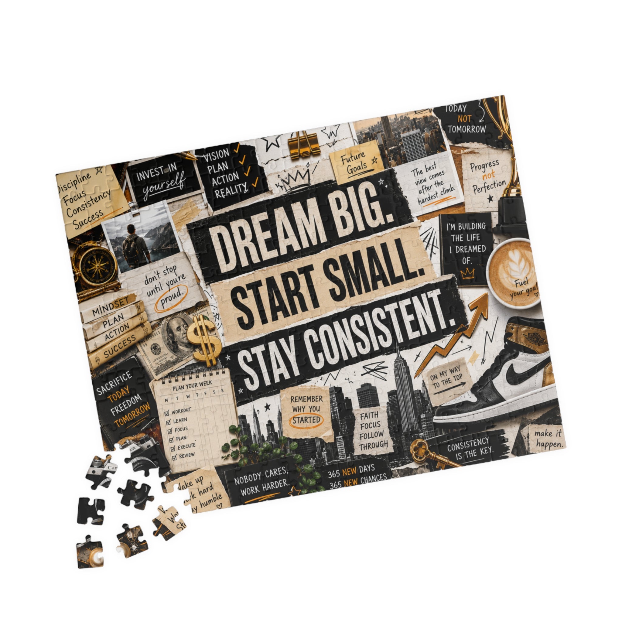 Inspirational 'Dream Big. Start Small. Stay Consistent.' Puzzle — Motivational 520/1014-Piece Jigsaw