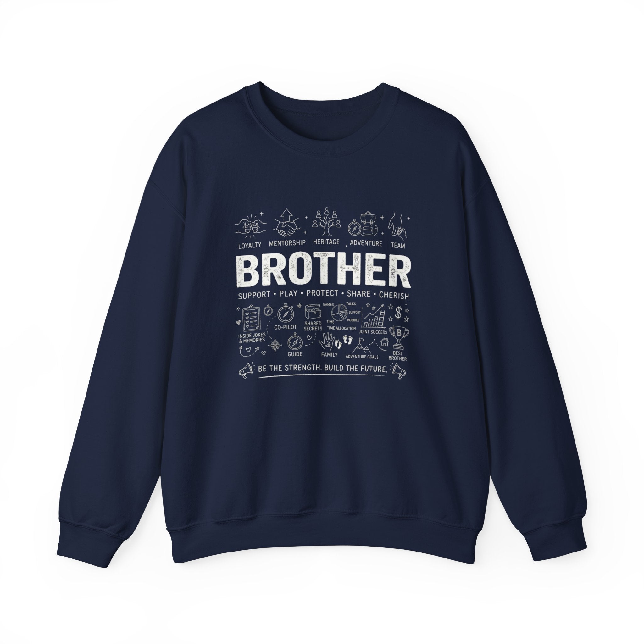 Brother Crewneck Sweatshirt – Brotherhood Icons Design (Loyalty, Mentorship, Adventure)