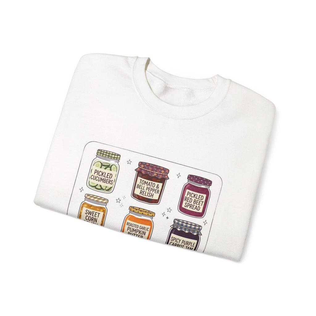Vintage Jam Jars Sweatshirt | Retro Food Graphics, Hand-Drawn Pantry Art