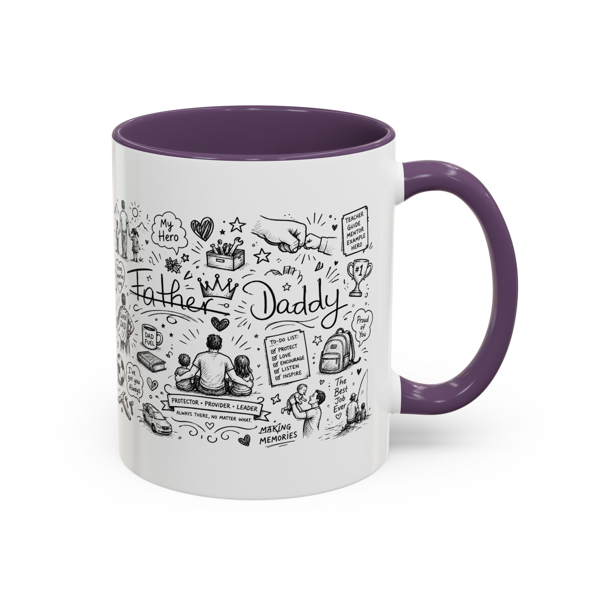 Father/Daddy Illustrated Memory Coffee Mug — Black Accent 11/15oz
