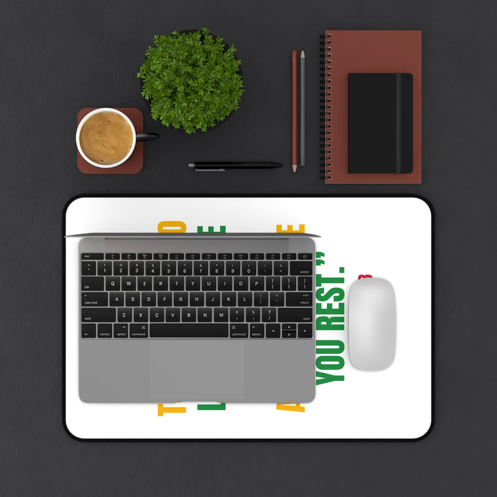 Desk Mat — Matthew 11:28 Inspirational Christian Quote Desk Mat (Come to Me, All Who Labor and Are Heavy Laden)
