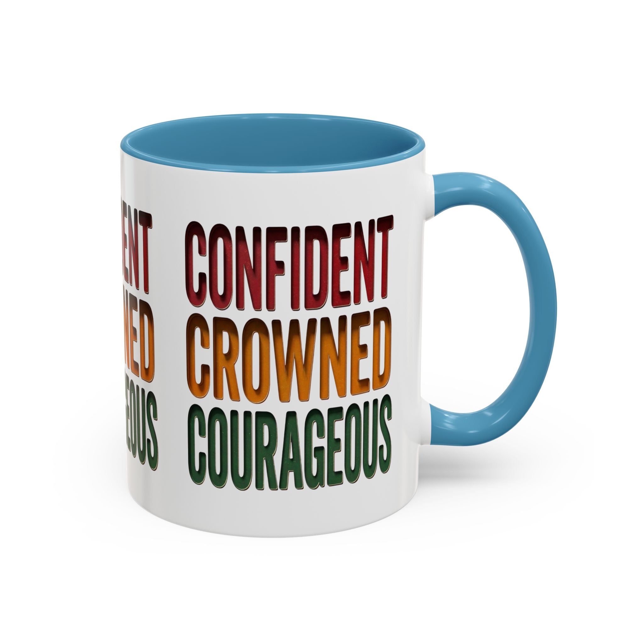 Accent Coffee Mug — 'Confident, Crowned, Courageous' Empowerment Coffee Mug