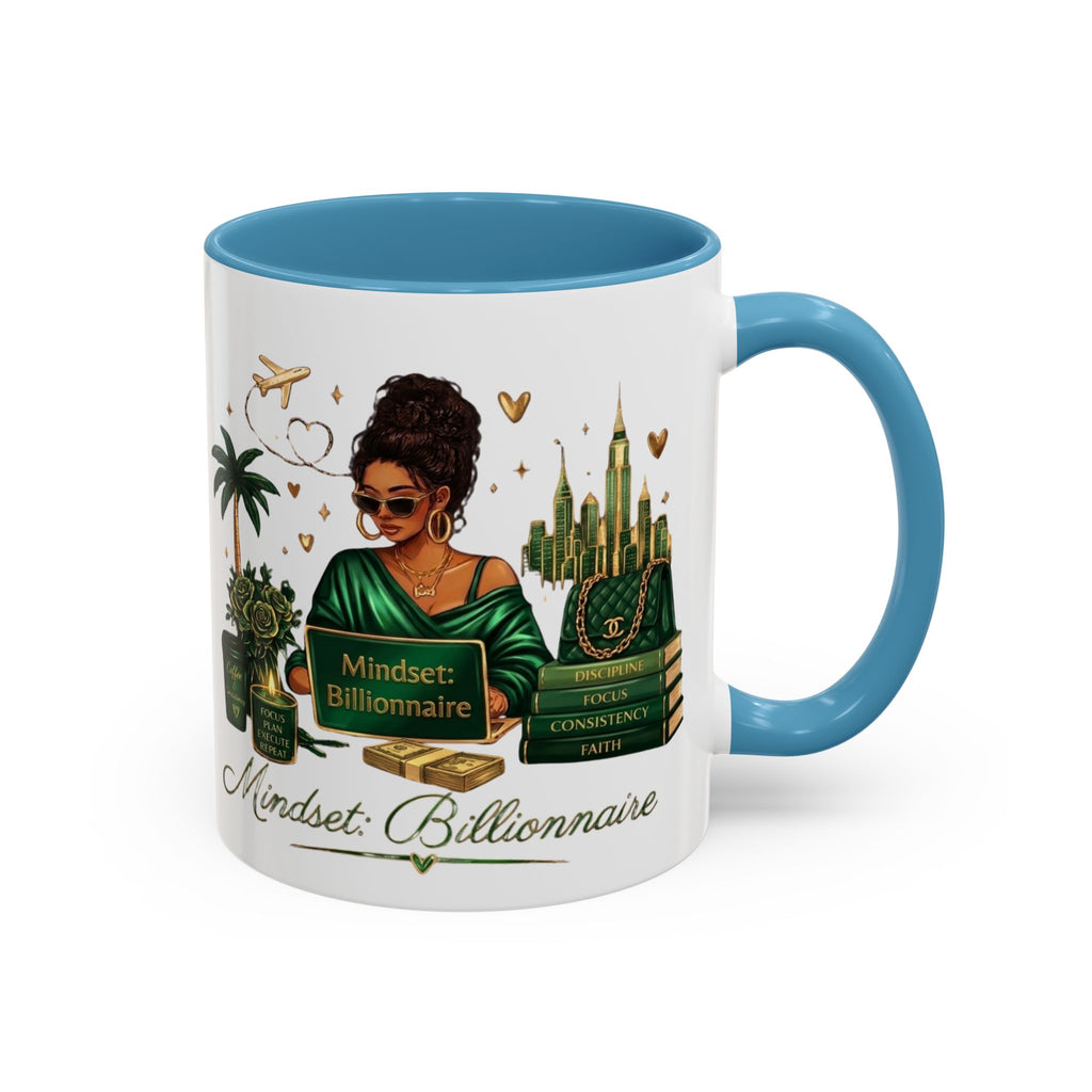 Mindset: Billionaire Accent Coffee Mug — Inspirational Black Woman Design