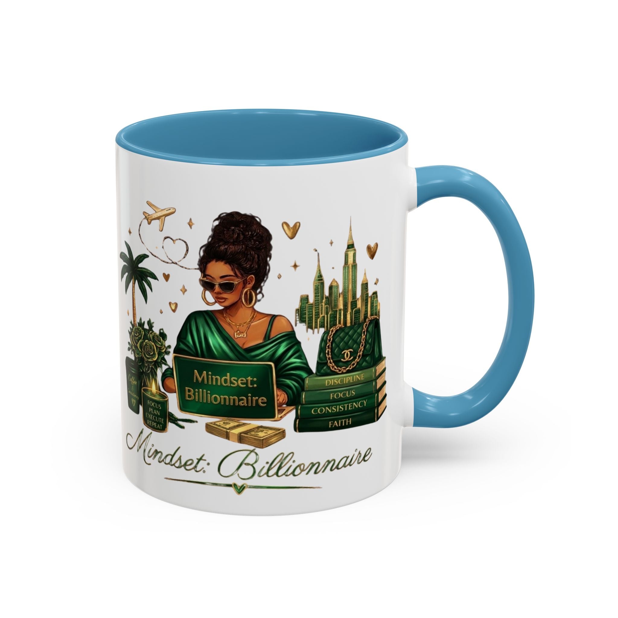 Mindset: Billionaire Accent Coffee Mug — Inspirational Black Woman Design