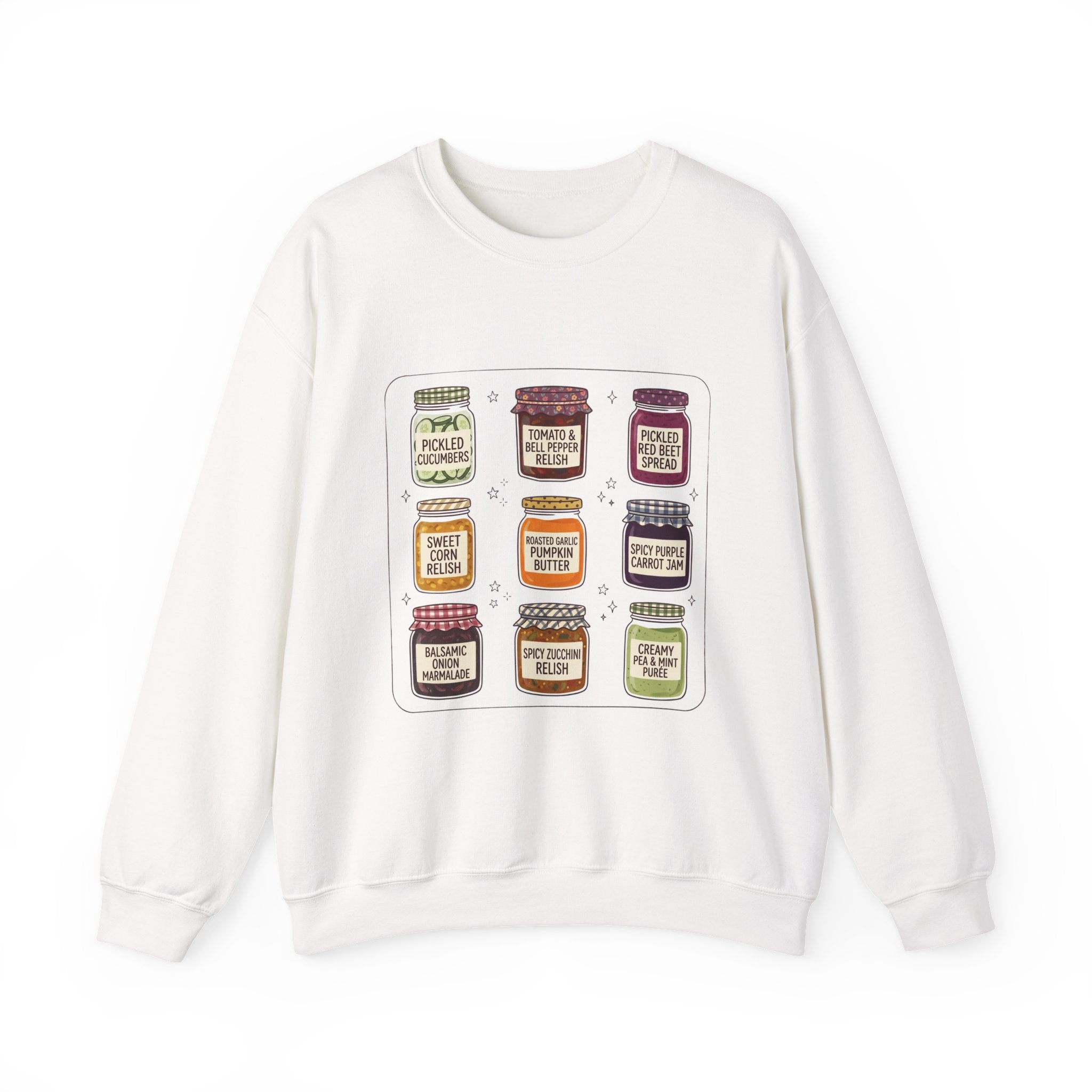 Vintage Jam Jars Sweatshirt | Retro Food Graphics, Hand-Drawn Pantry Art