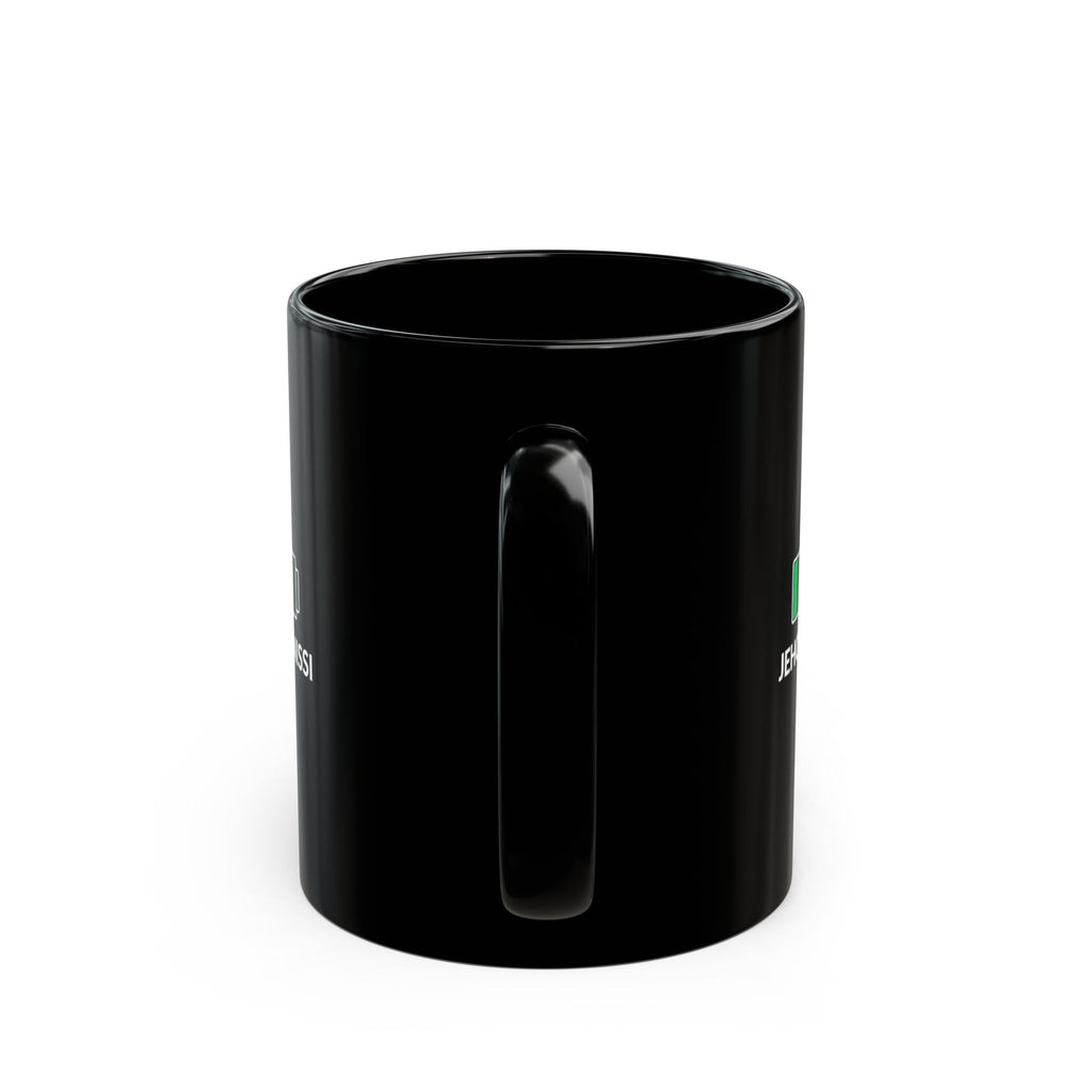Jehovah-Nissi Battery Mug — Black Inspirational Coffee Cup