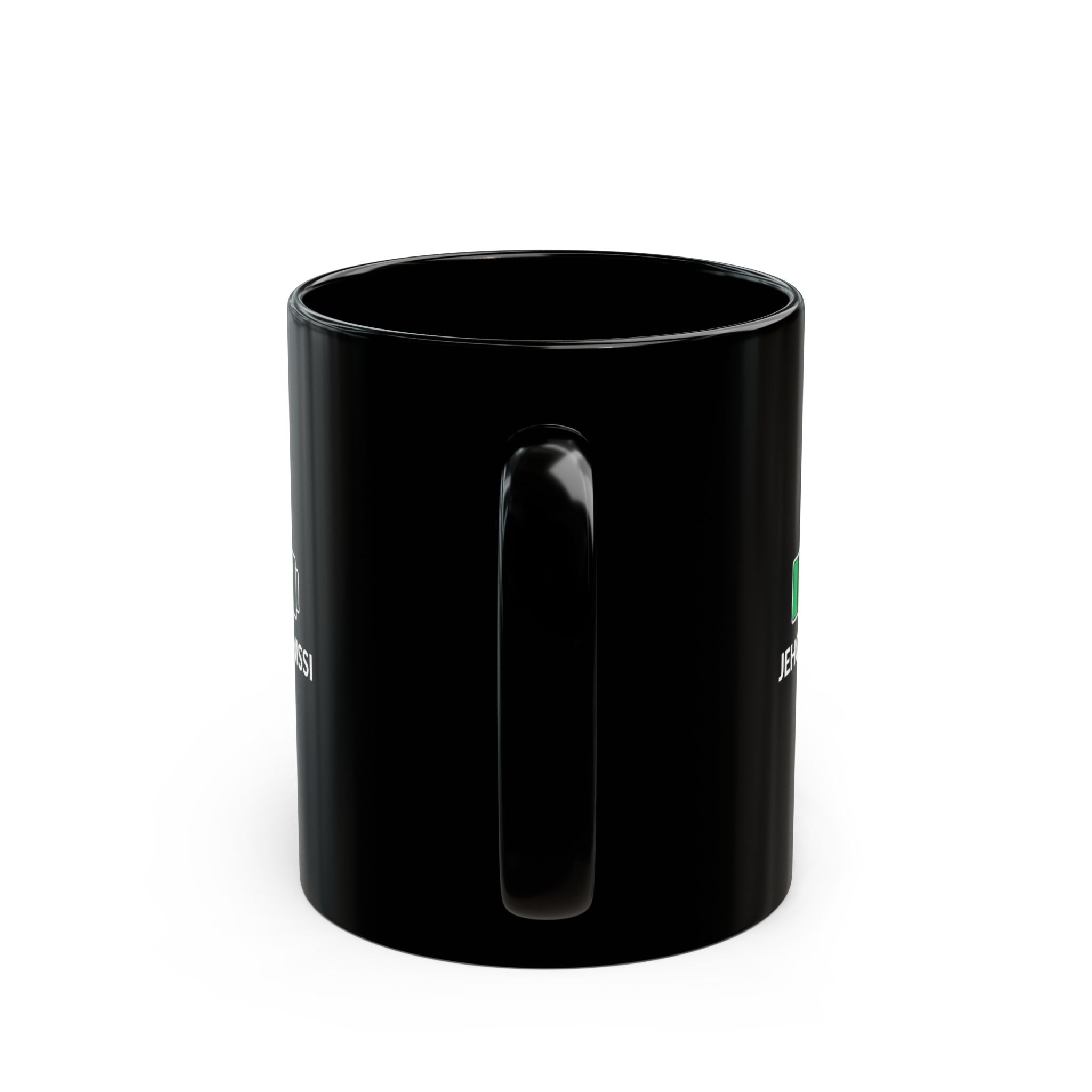 Jehovah-Nissi Battery Mug — Black Inspirational Coffee Cup