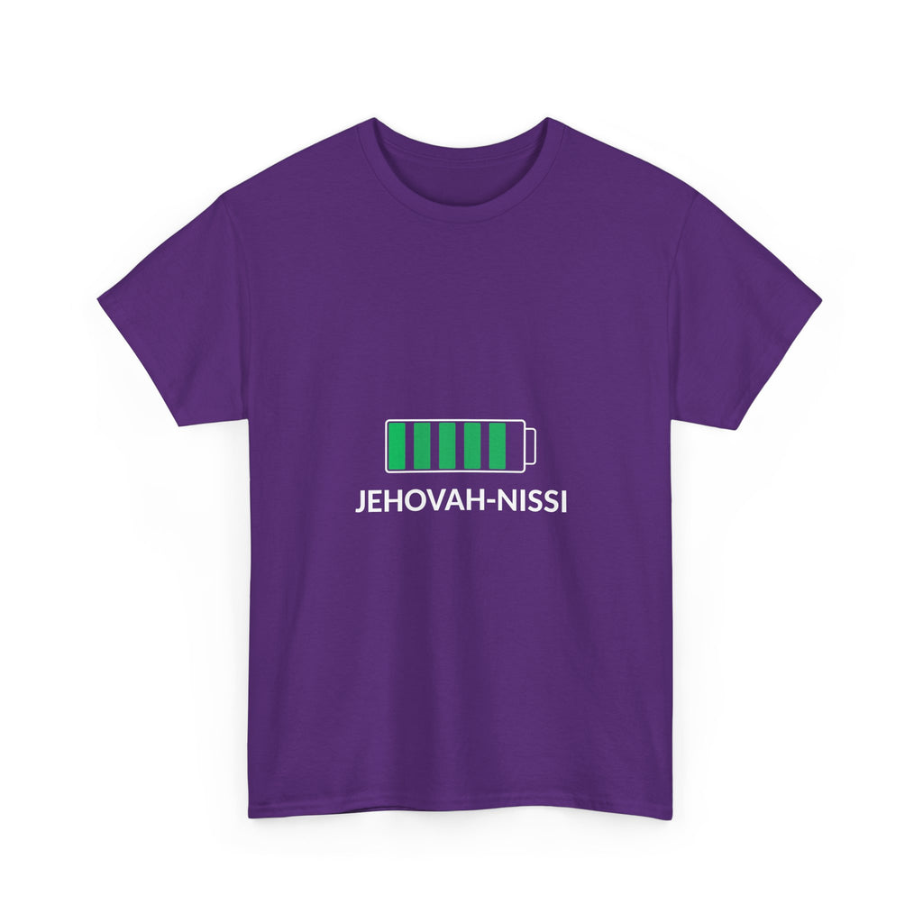Jehovah-Nissi Battery Tee — Christian Faith Graphic T-Shirt