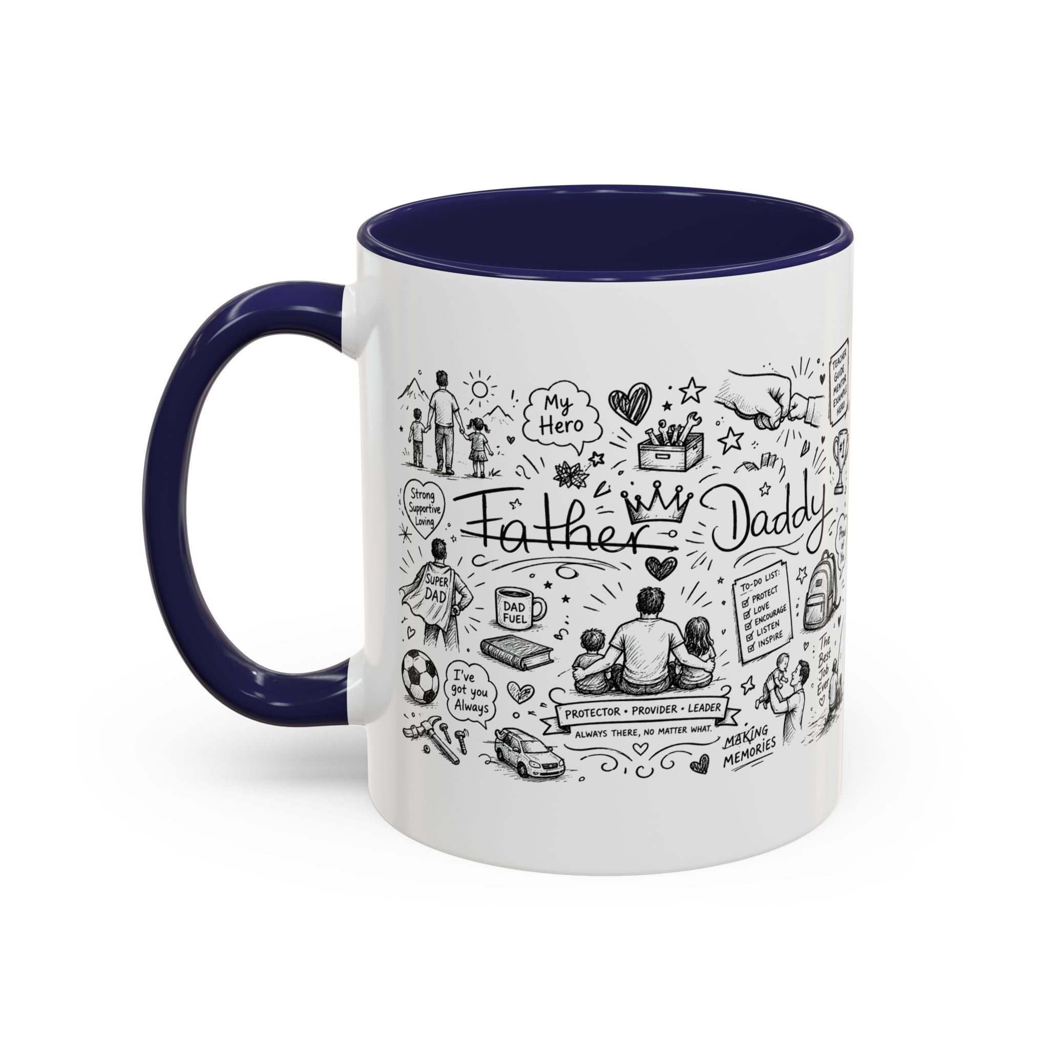 Father/Daddy Illustrated Memory Coffee Mug — Black Accent 11/15oz
