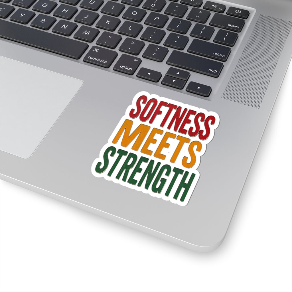 Softness Meets Strength Kiss-Cut Sticker | Juneteenth Pan-African Colors, Freedom Message