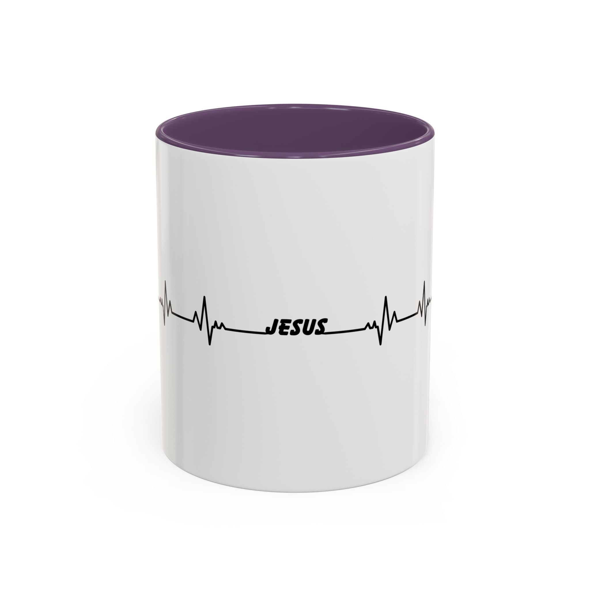 Jesus Heartbeat Accent Coffee Mug — Christian Faith Gift