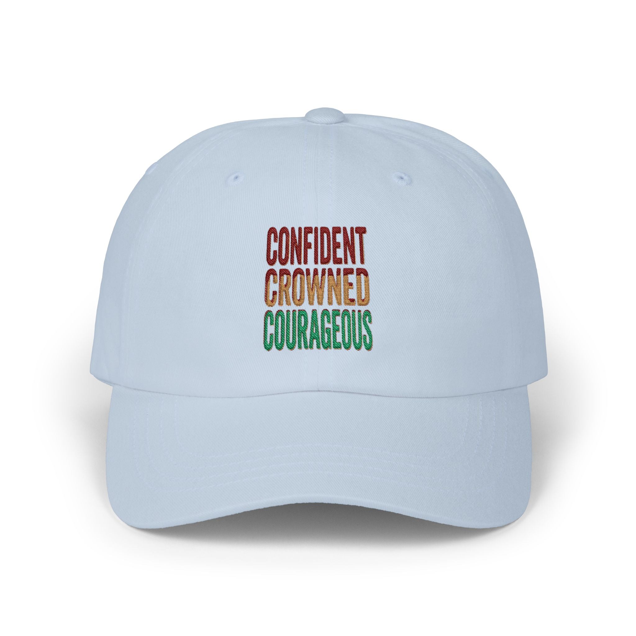 Classic Dad Cap — "Confident Crowned Courageous" Embroidered Inspirational Hat