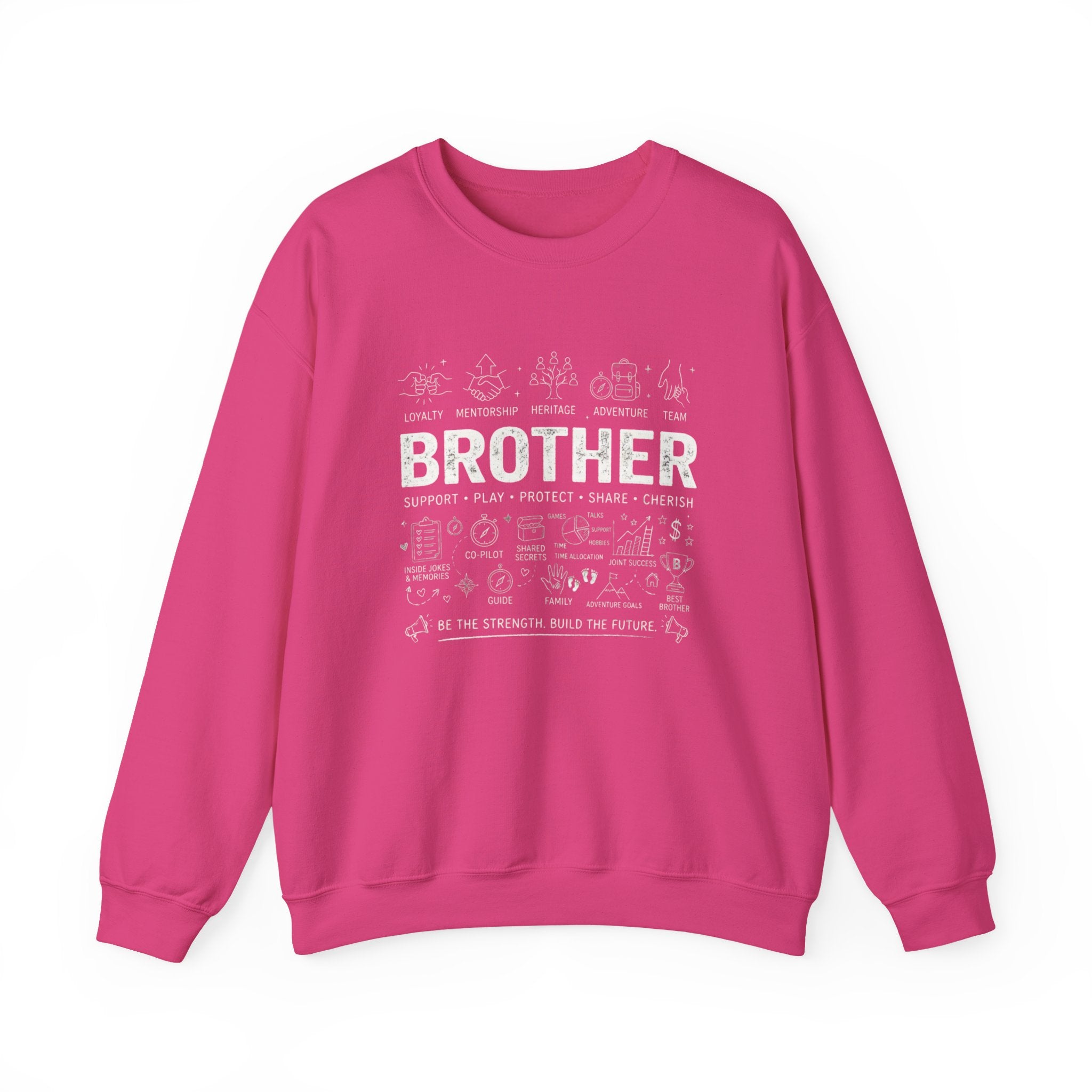 Brother Crewneck Sweatshirt – Brotherhood Icons Design (Loyalty, Mentorship, Adventure)