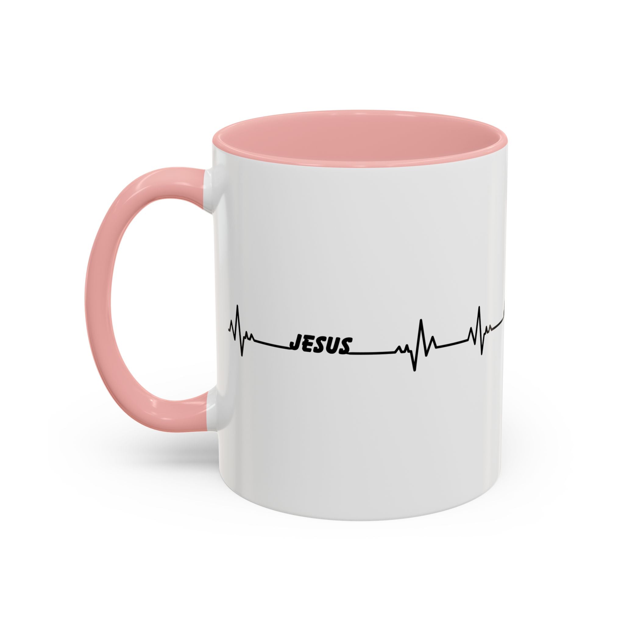 Jesus Heartbeat Accent Coffee Mug — Christian Faith Gift