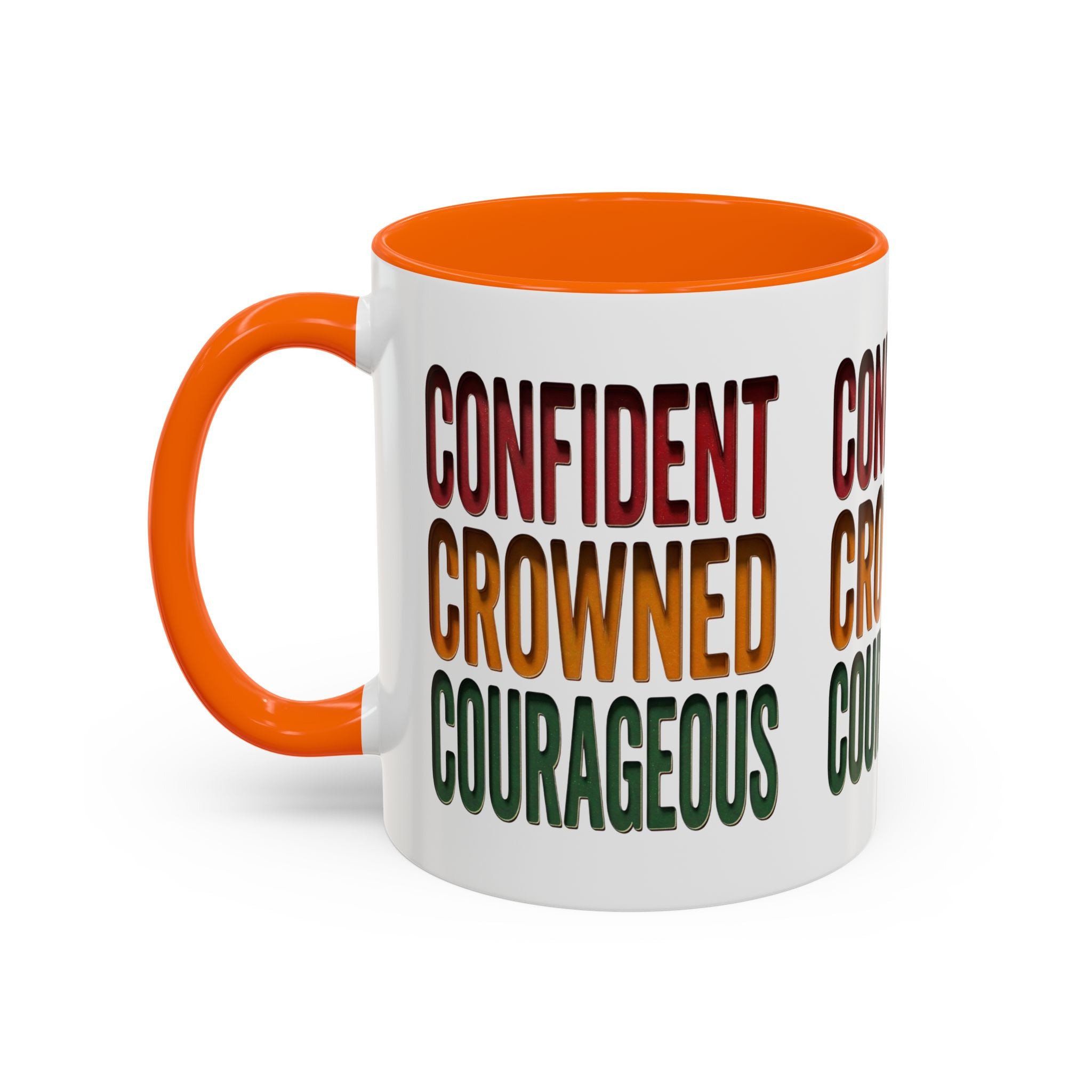 Accent Coffee Mug — 'Confident, Crowned, Courageous' Empowerment Coffee Mug