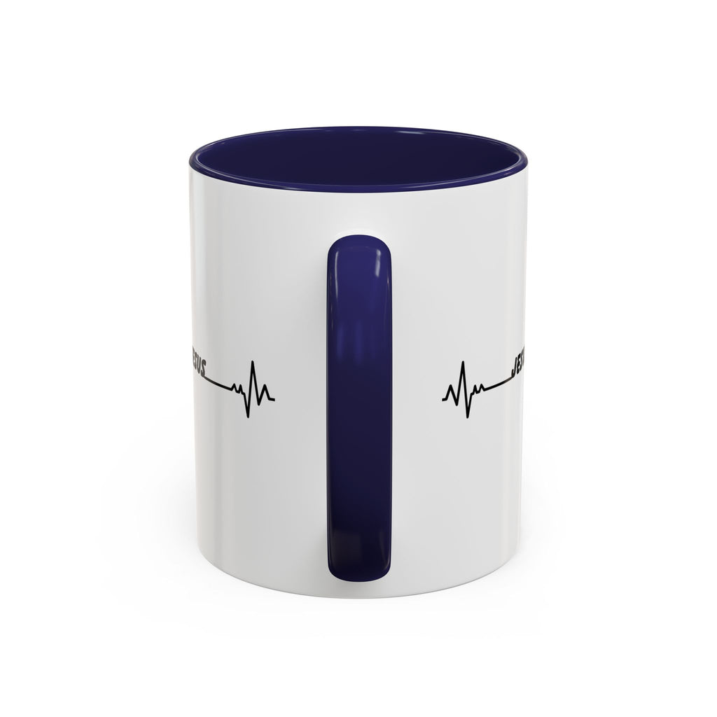 Jesus Heartbeat Accent Coffee Mug — Christian Faith Gift