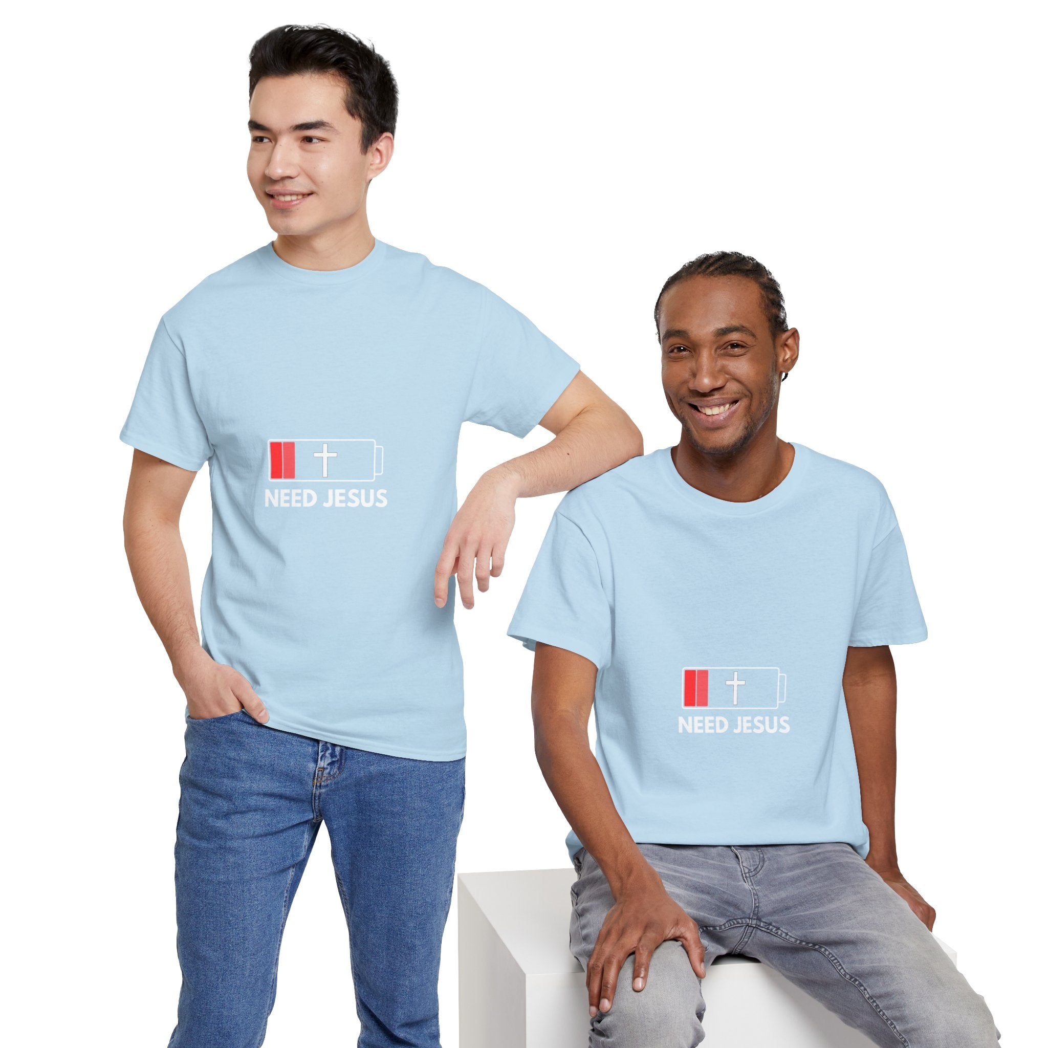 Need Jesus Low Battery Christian T-Shirt