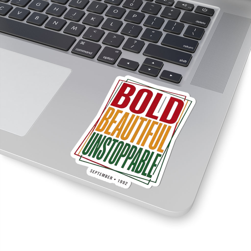 Bold Beautiful Unstoppable Sticker | Juneteenth Pan-African Colors, Freedom Message