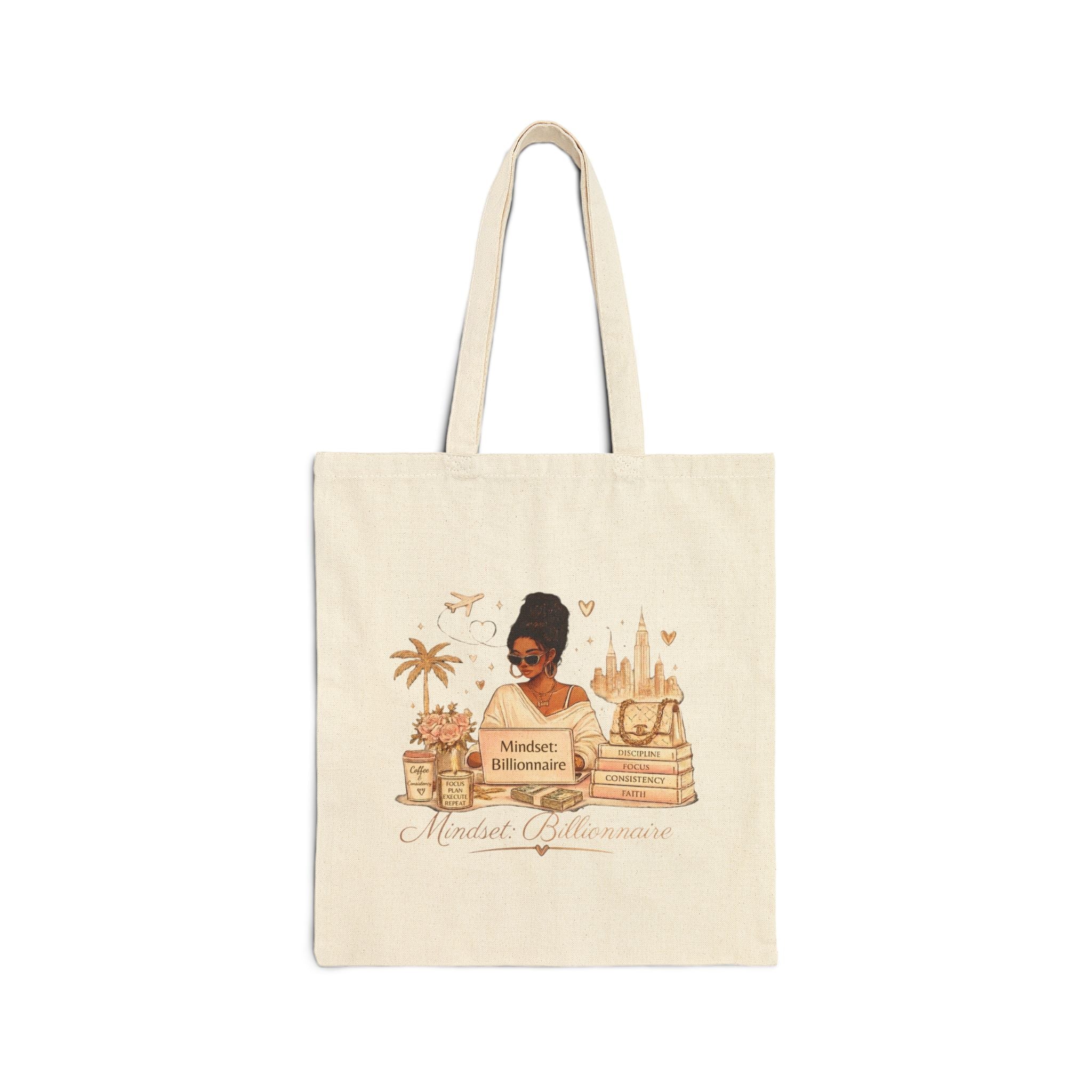 Canvas Tote — 'Manifest Millionaire' Travel-Inspired Shopper Bag