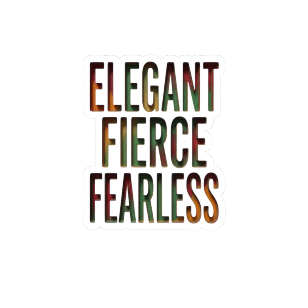 Elegant Fierce Fearless Kiss-Cut Sticker | Juneteenth Pan-African Pride, 1865 Freedom