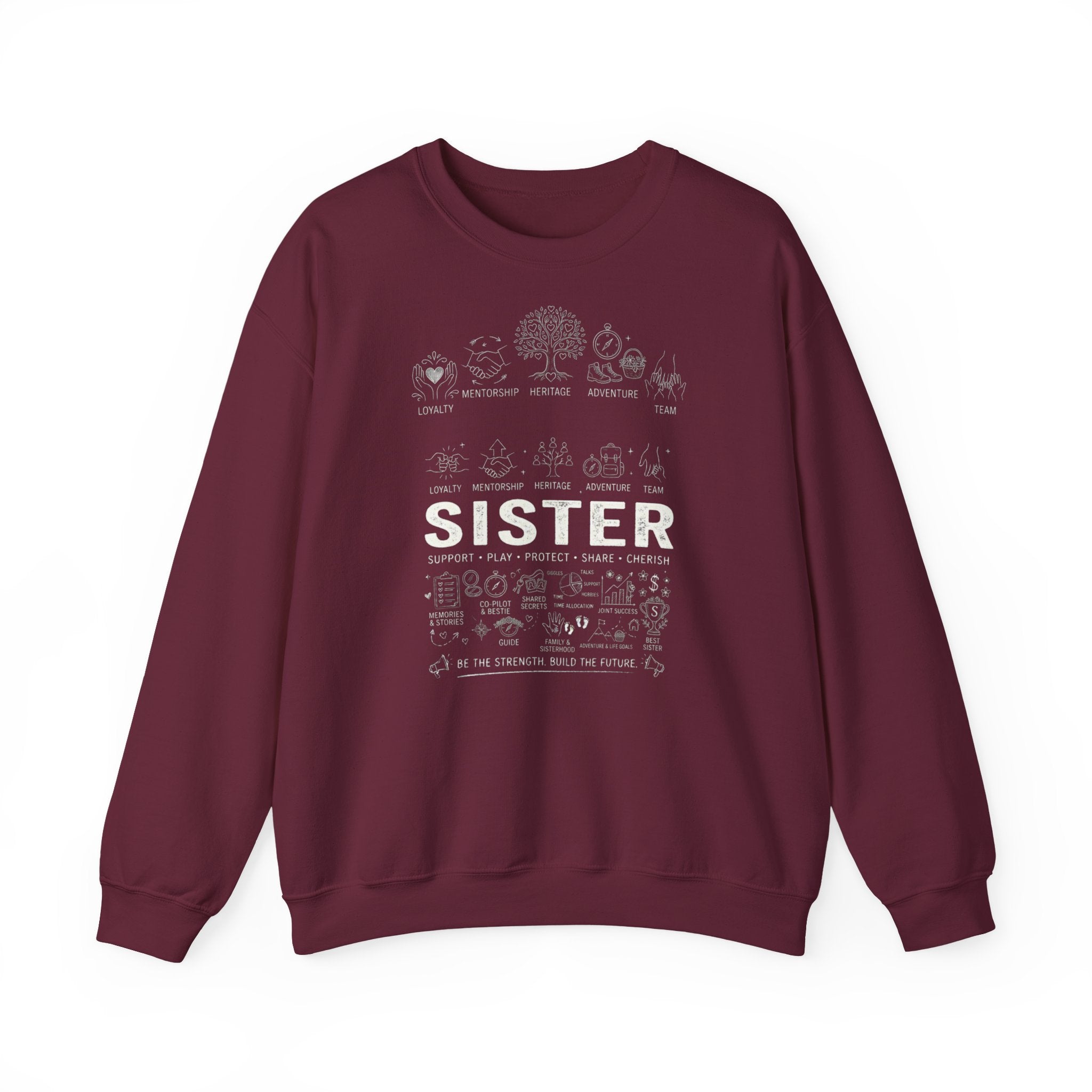 Crewneck Sweatshirt — "Sister" Illustrated Family Tree Design