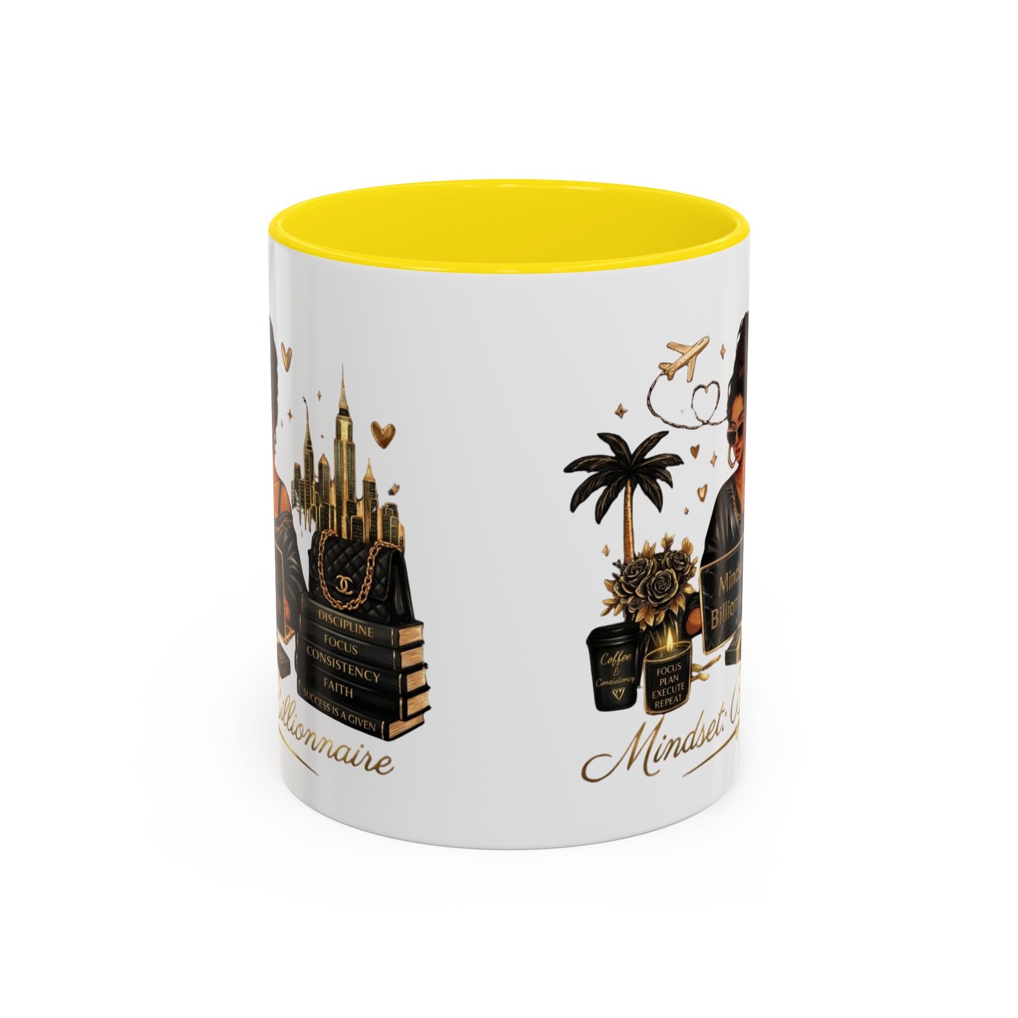 Mindset: Billionaire Accent Coffee Mug — Inspirational Black Woman Design (11/15 oz)