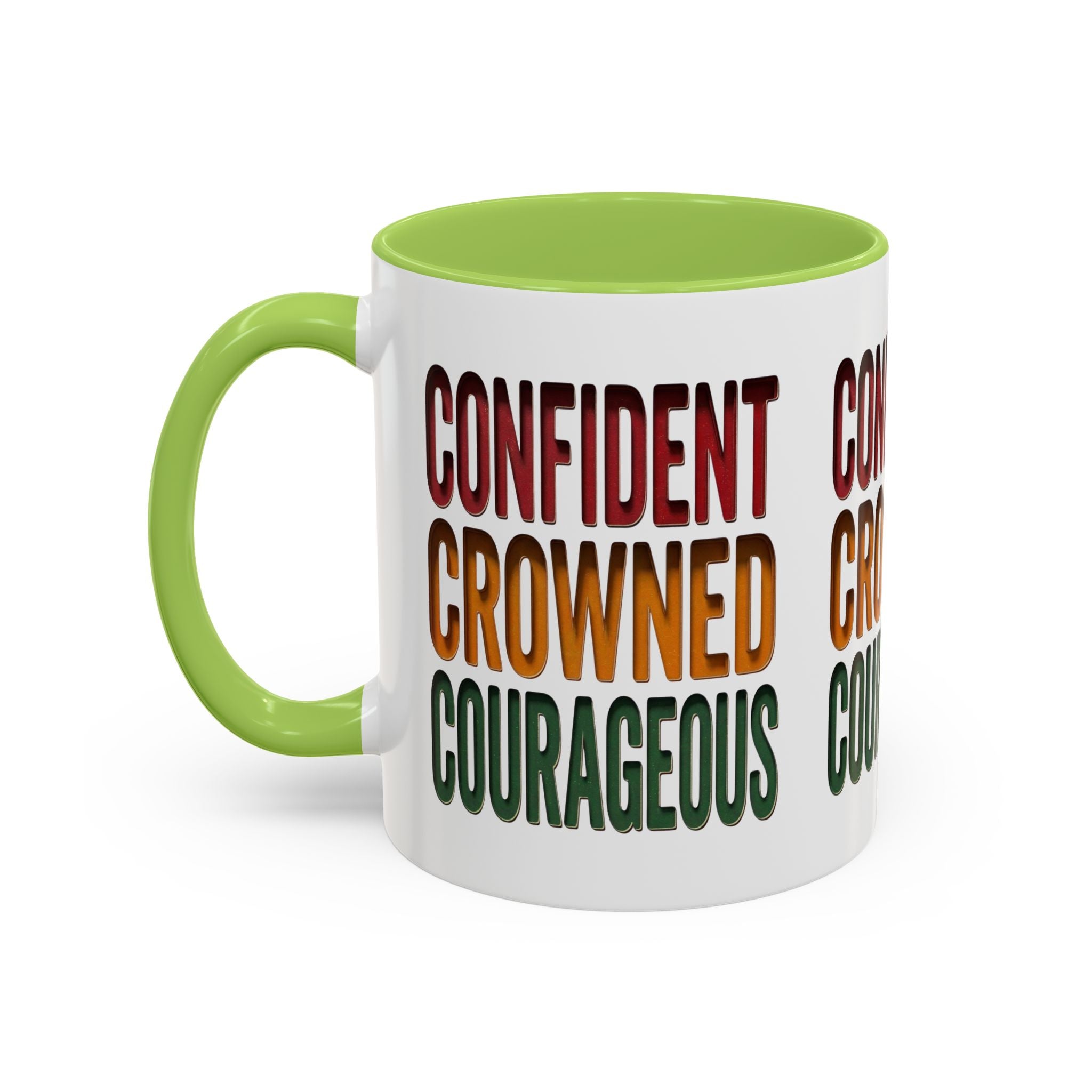 Accent Coffee Mug — 'Confident, Crowned, Courageous' Empowerment Coffee Mug