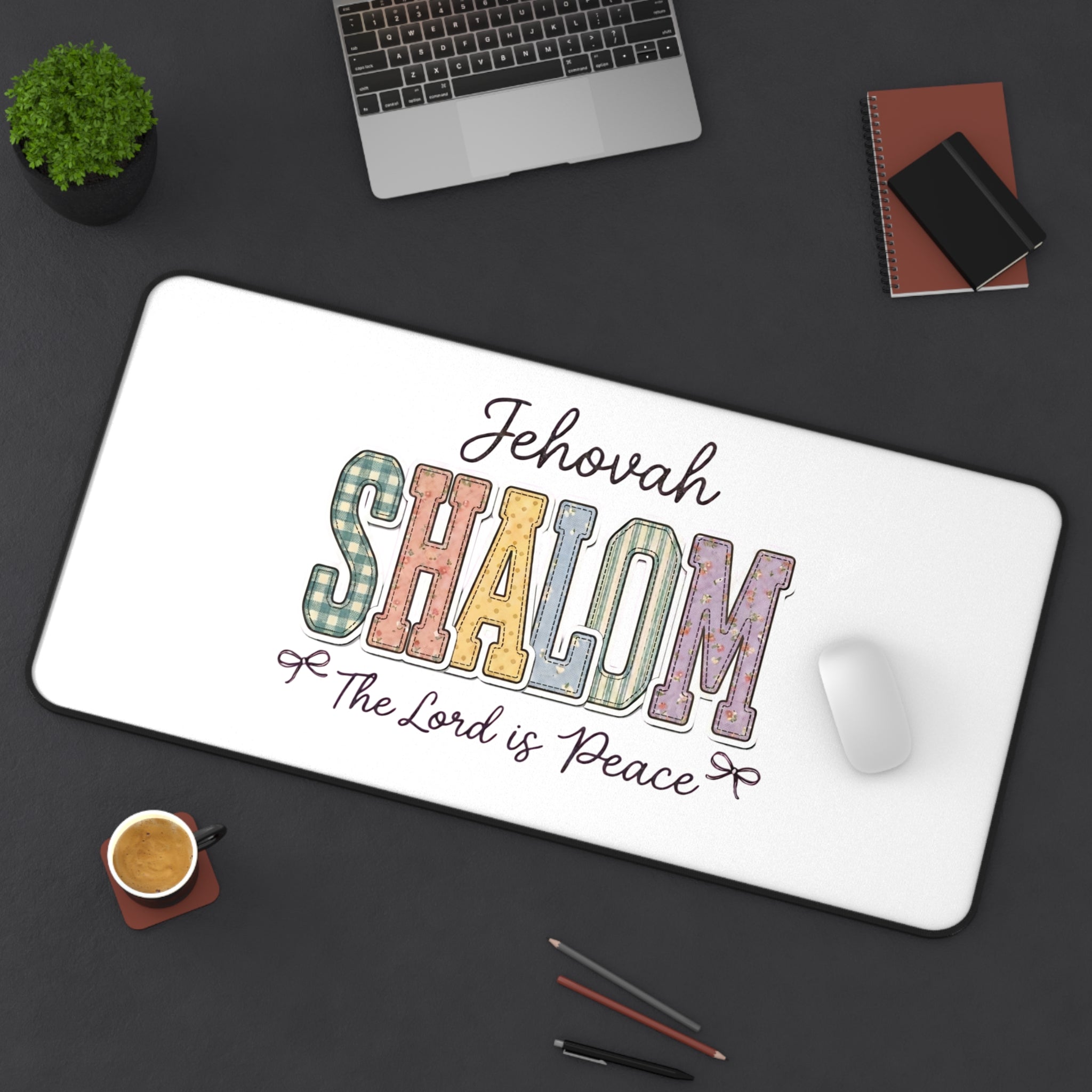 Desk Mat — "Jehovah Shalom: The Lord Is Peace" Inspirational Office Desk Mat