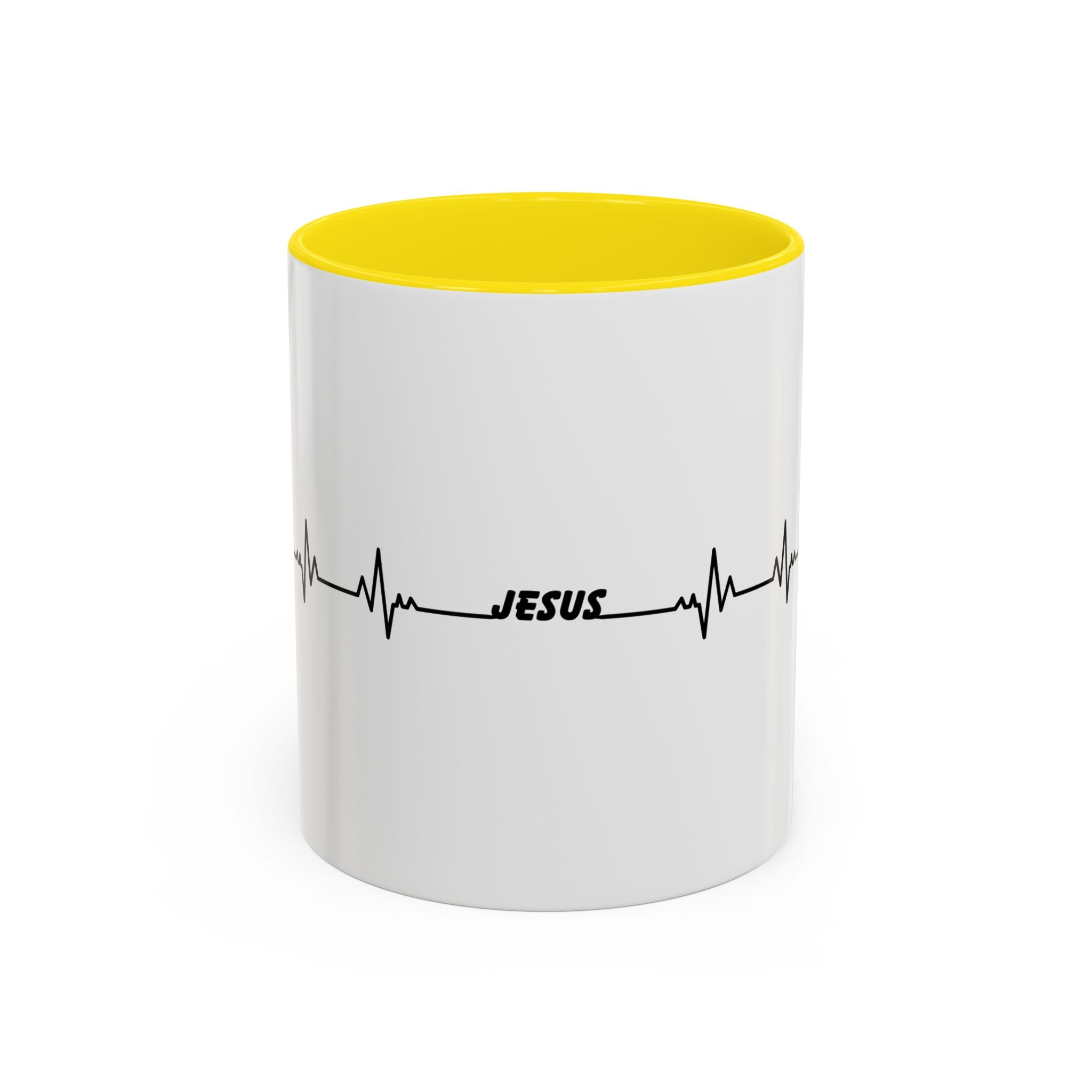 Jesus Heartbeat Accent Coffee Mug — Christian Faith Gift