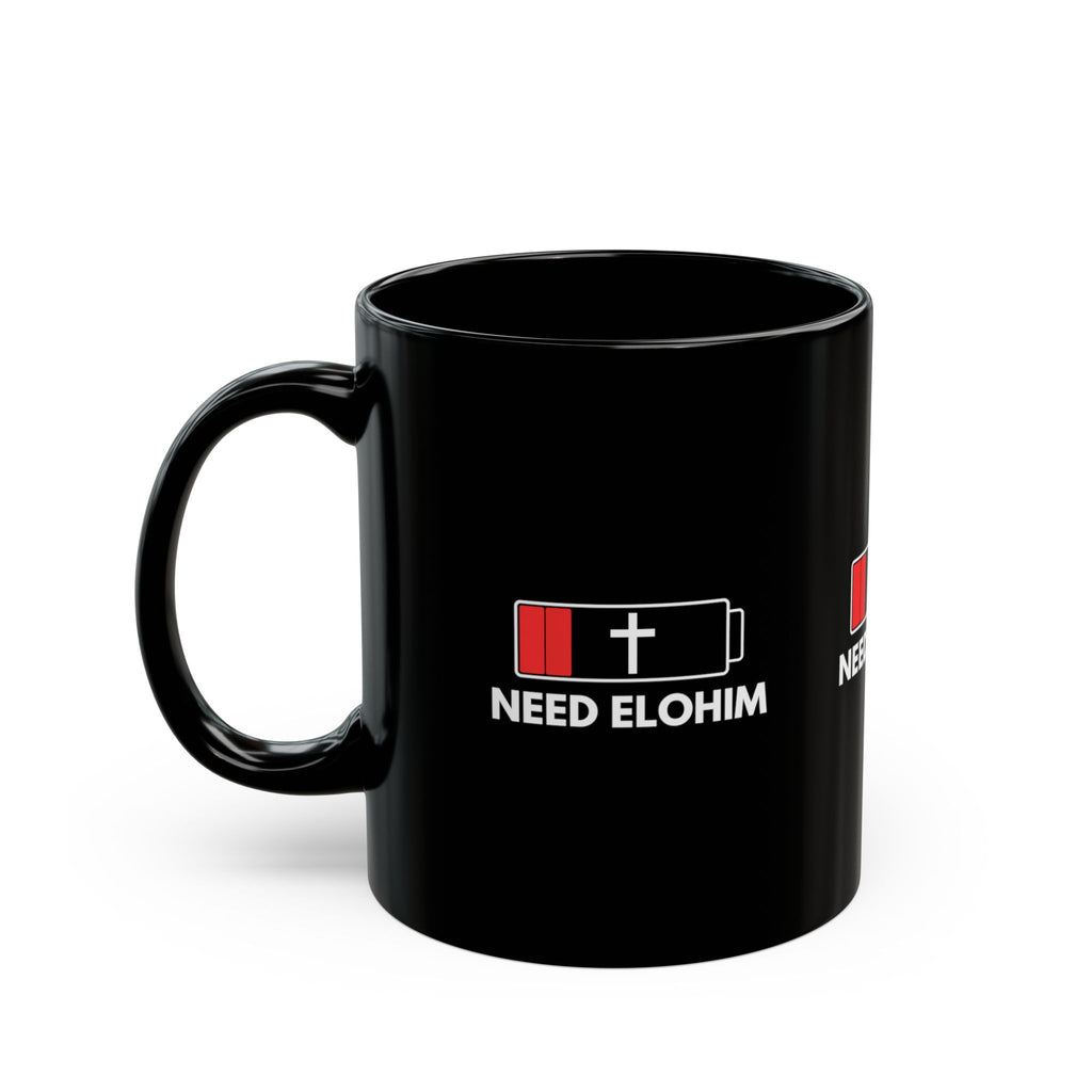 Need Elohim Black Mug – Low Battery Cross Graphic Coffee Cup (11oz/15oz)