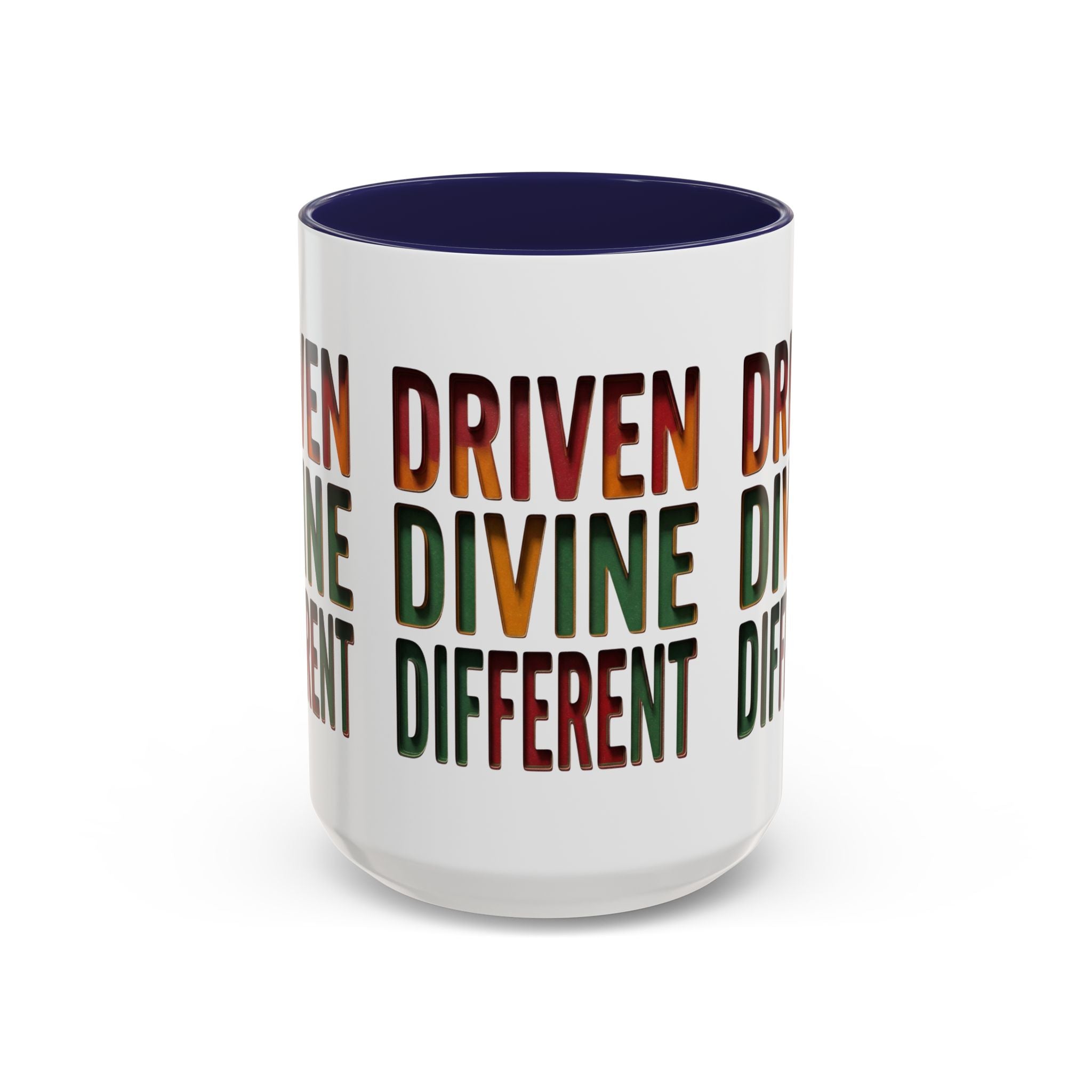 Driven Divine Different Accent Coffee Mug – Inspirational Rasta Color Typography (11/15oz)