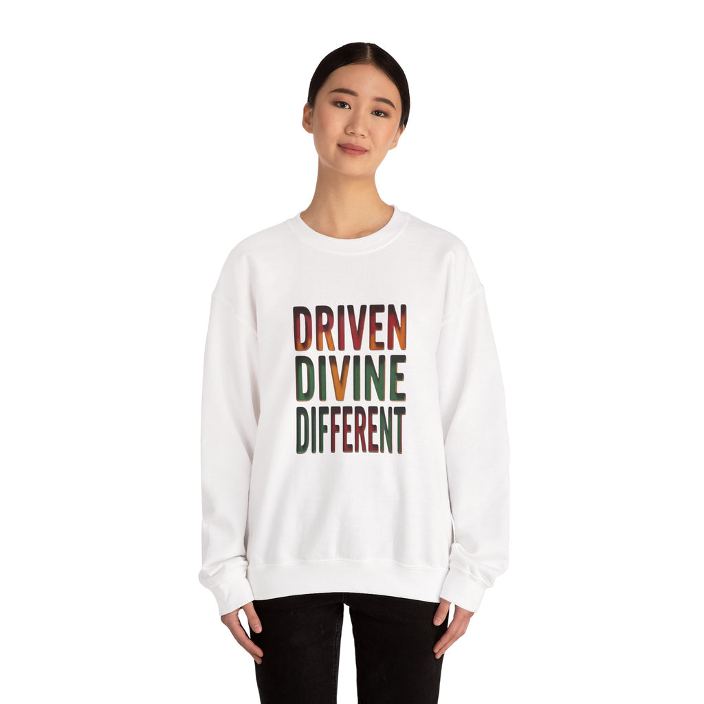 Driven Divine Different Sweatshirt | Juneteenth Pan-African Colors, Freedom Message