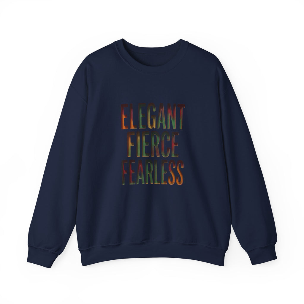 Elegant Fierce Fearless Crewneck Sweatshirt | Juneteenth Pan-African Typography 1865