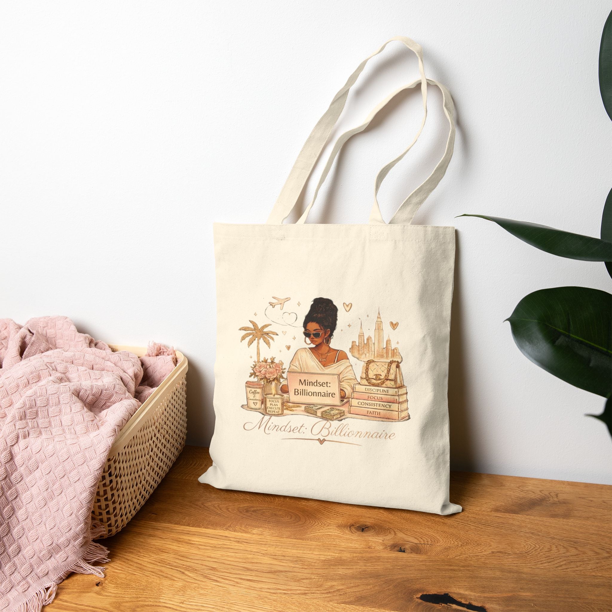 Canvas Tote — 'Manifest Millionaire' Travel-Inspired Shopper Bag