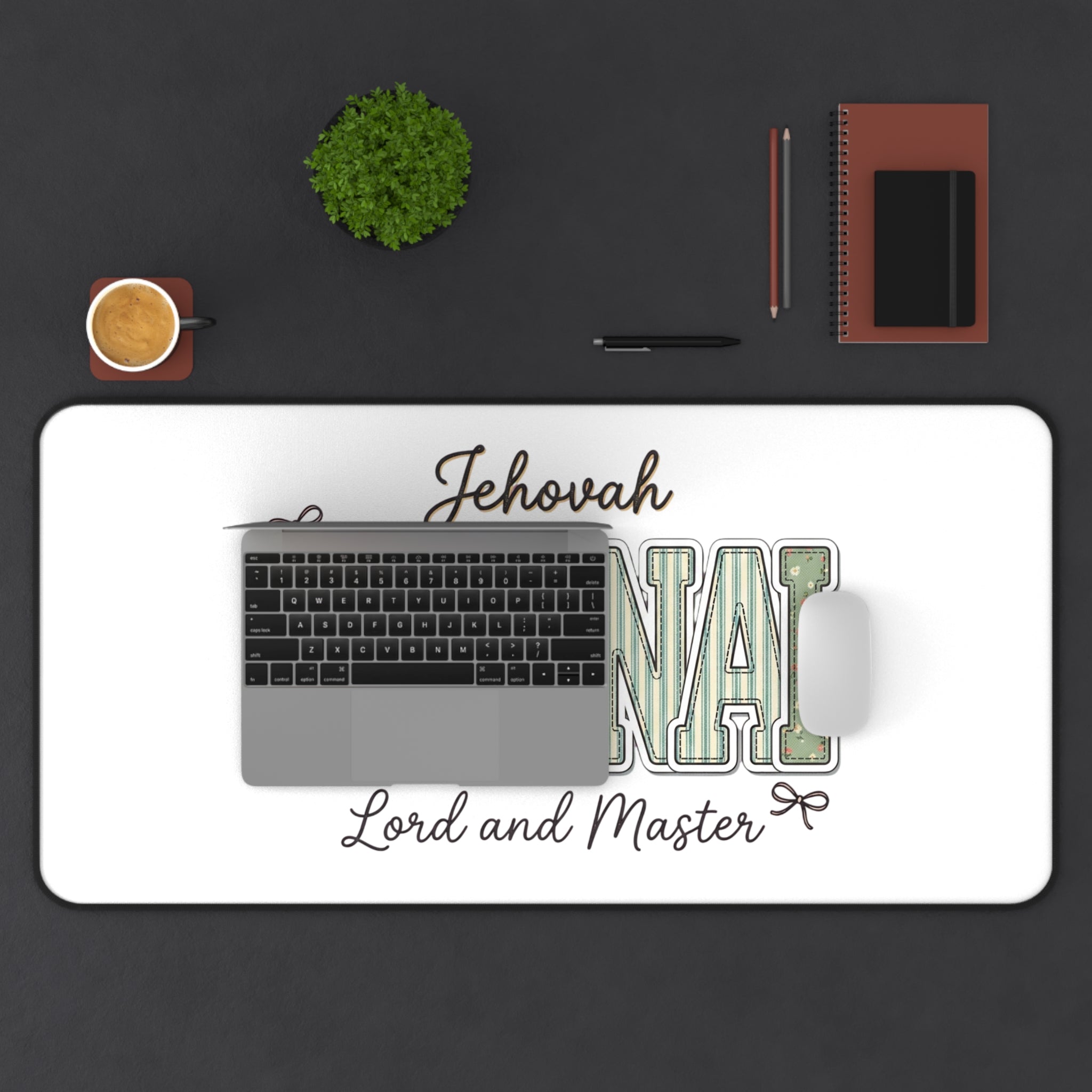Adonai Desk Mat – “Jehovah Adonai, Lord and Master” Inspirational Office Mouse Pad