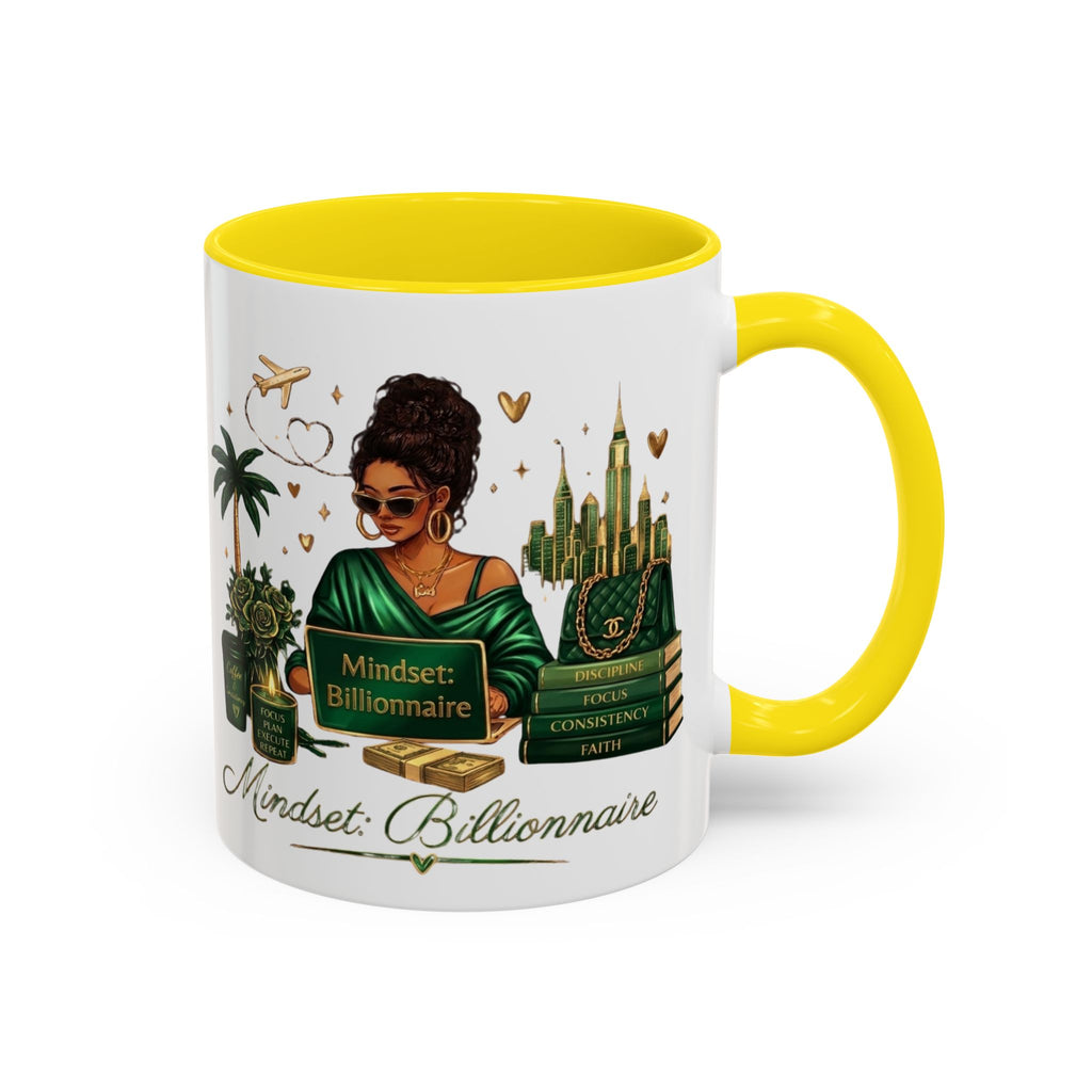Mindset: Billionaire Accent Coffee Mug — Inspirational Black Woman Design