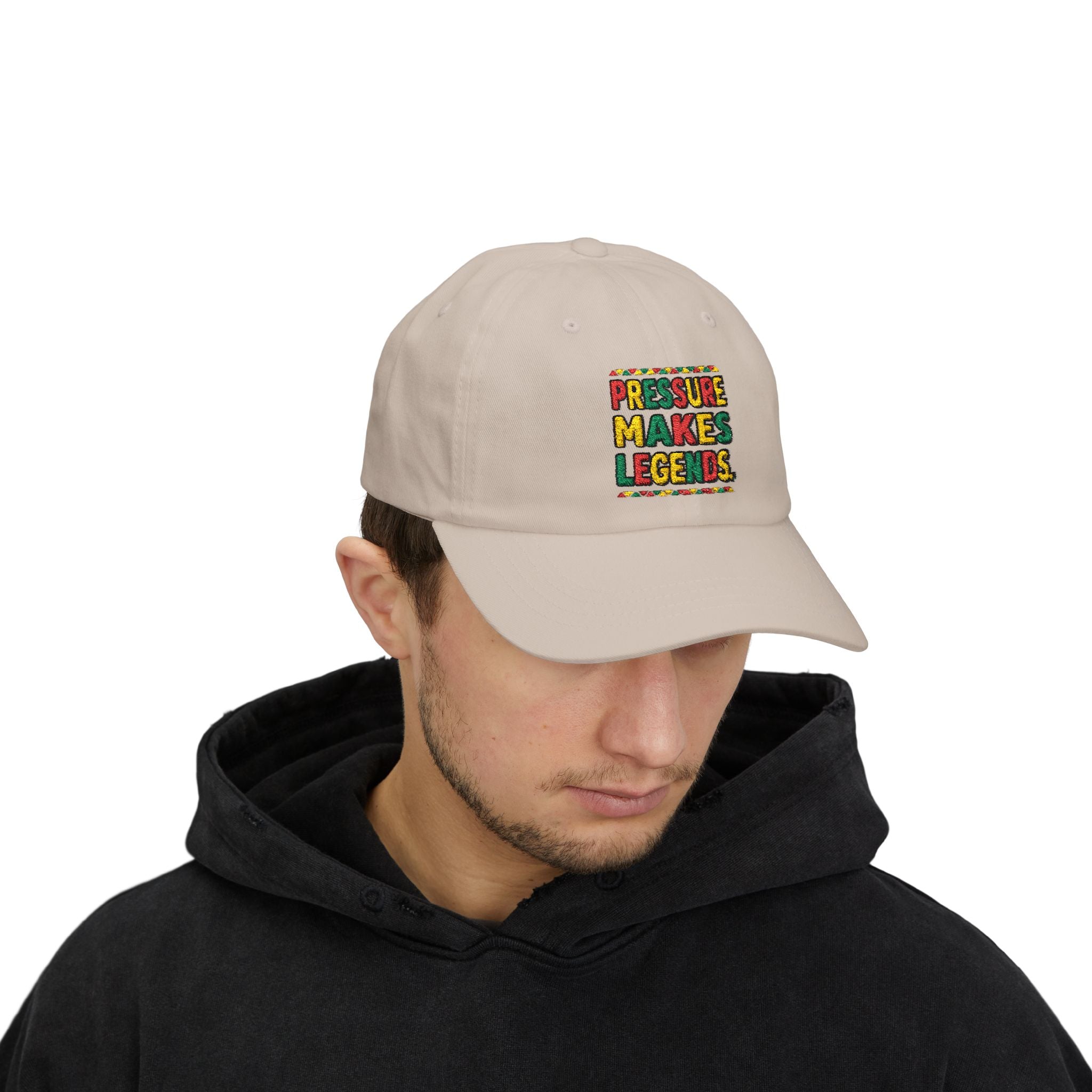 Dad Cap — "Pressure Makes Legends" Colorful Embroidered Baseball Hat