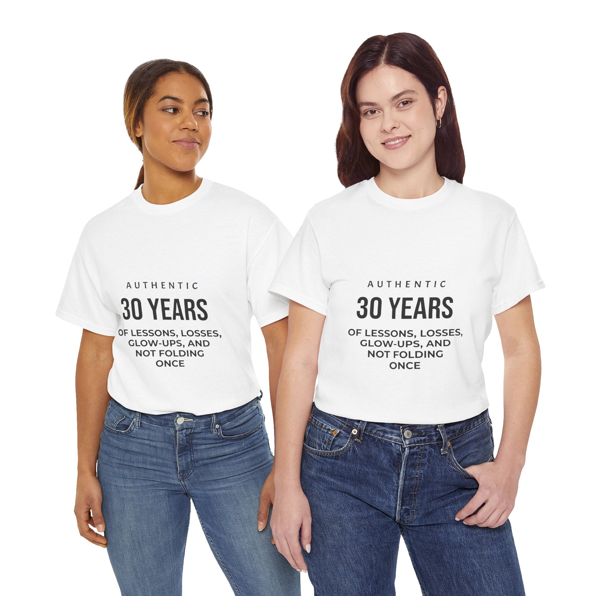 30 Years Authentic Tee — "30 Years of Lessons, Losses, Glow-Ups" Birthday Shirt