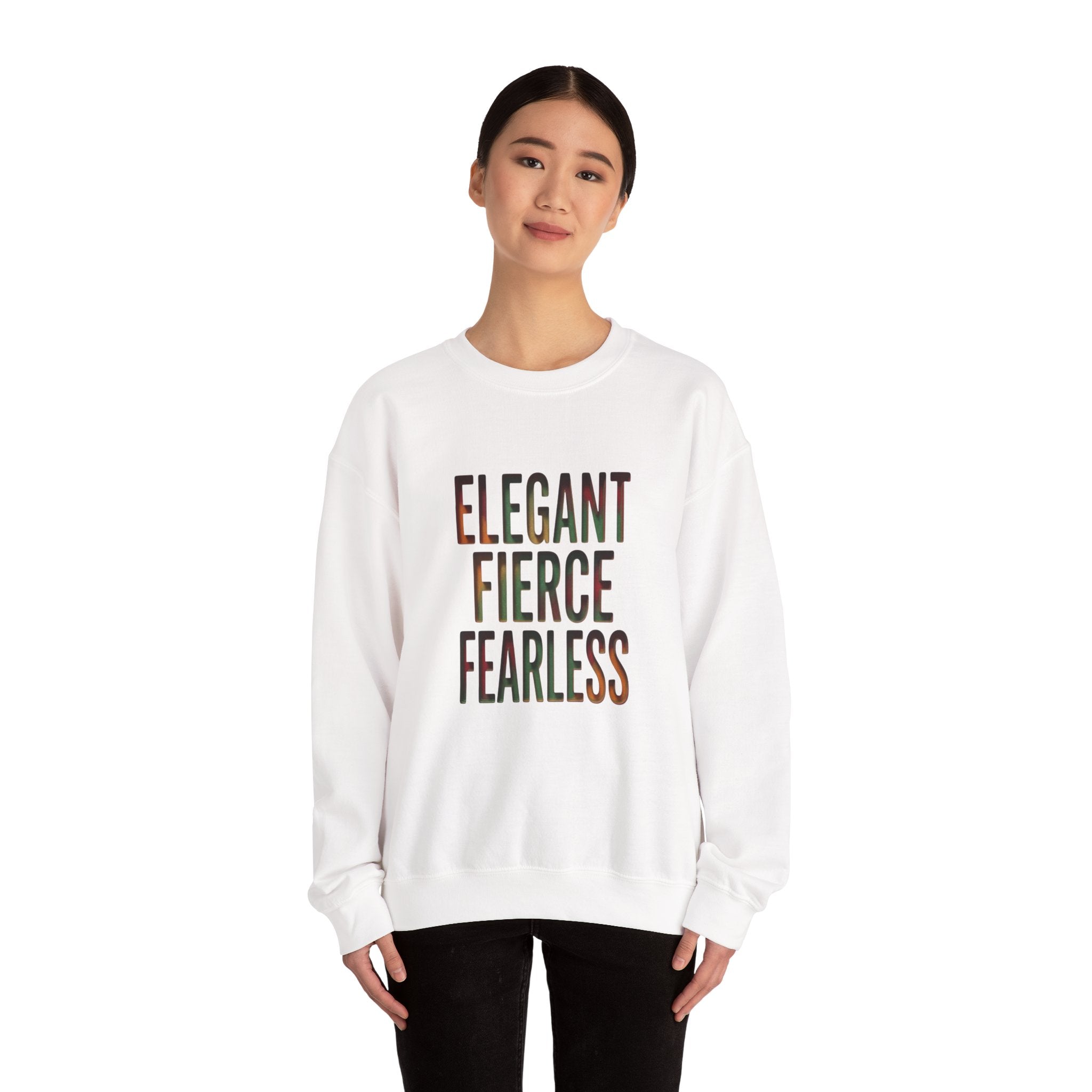 Elegant Fierce Fearless Crewneck Sweatshirt | Juneteenth Pan-African Typography 1865