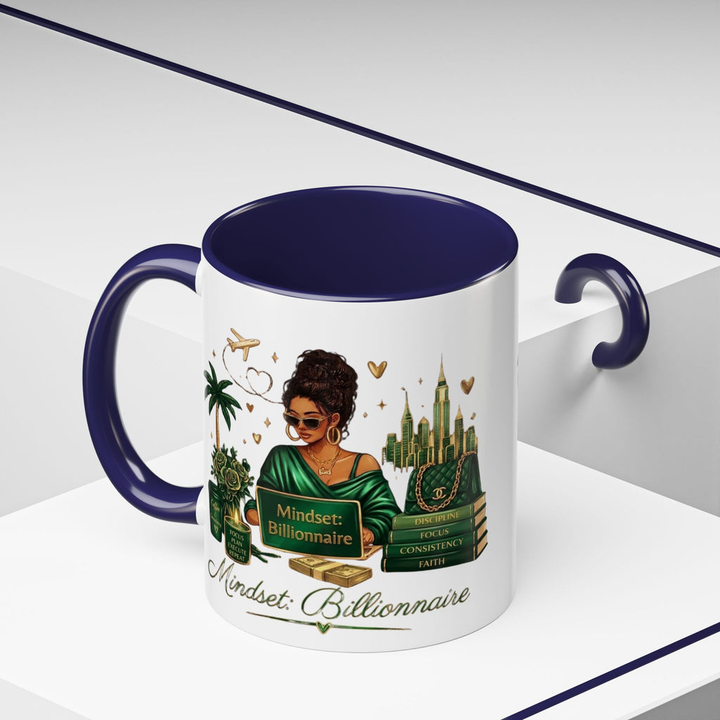 Mindset: Billionaire Accent Coffee Mug — Inspirational Black Woman Design