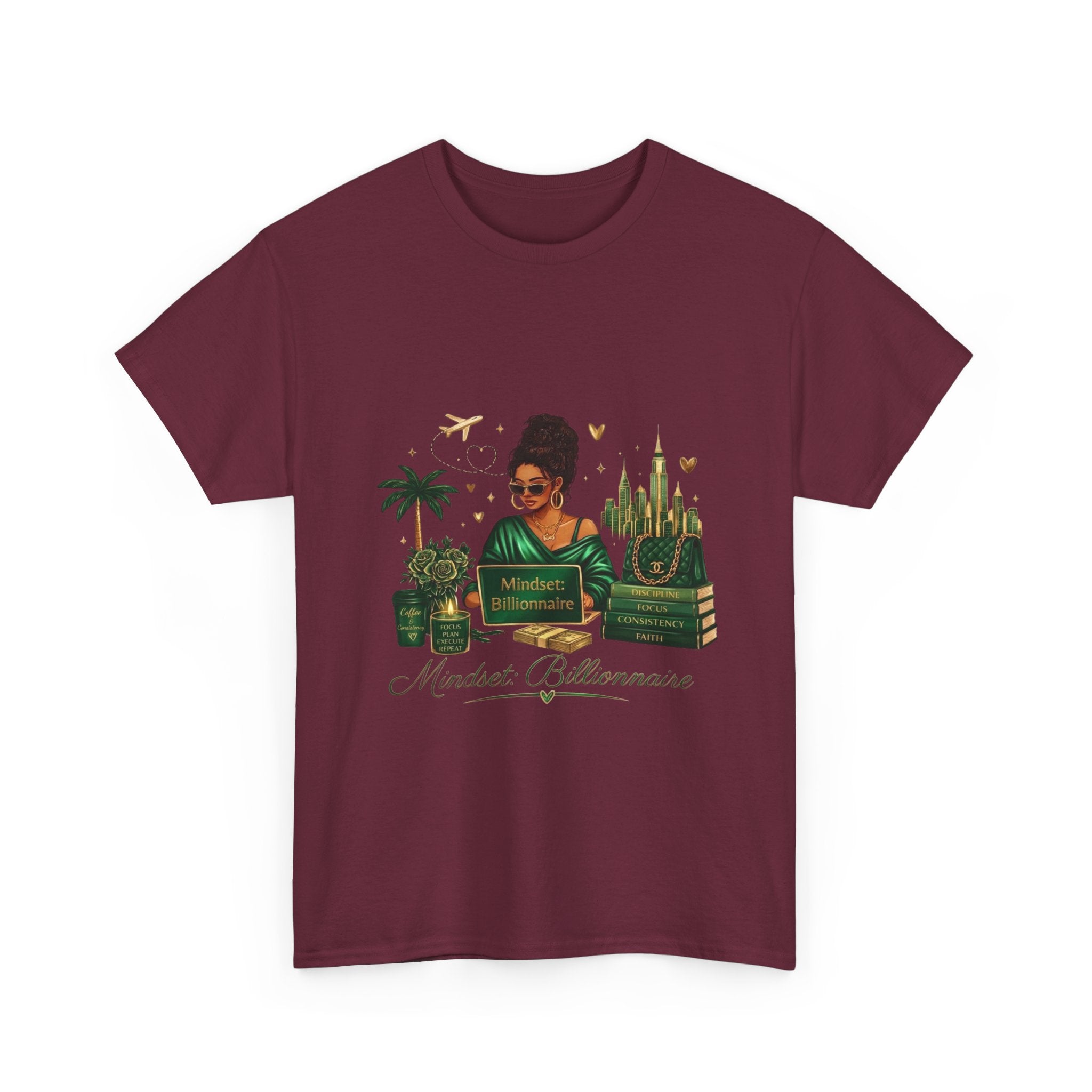 T-Shirt — Mindset Billionaire Graphic Tee (Empowerment, Travel & Success Design)