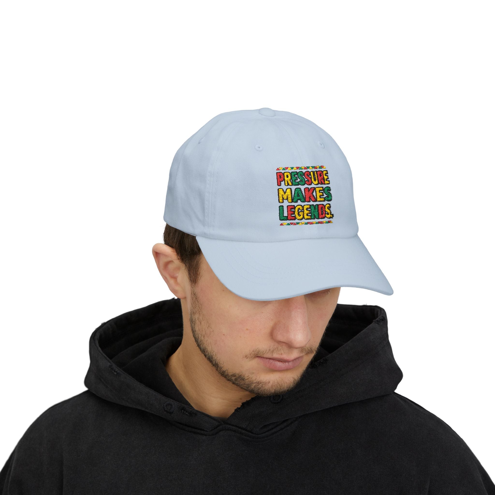Dad Cap — "Pressure Makes Legends" Colorful Embroidered Baseball Hat