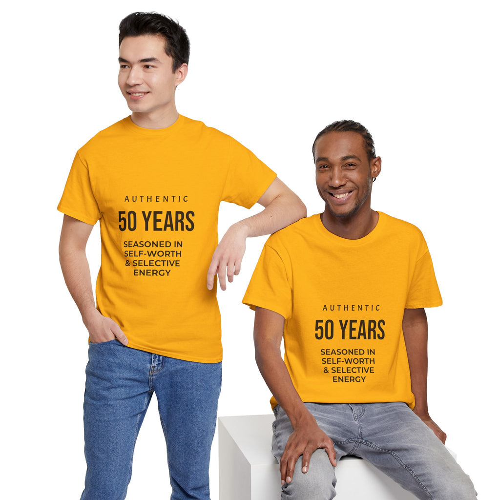 50 Years Seasoned In Self-Worth Tee — Selective Energy Birthday Shirt