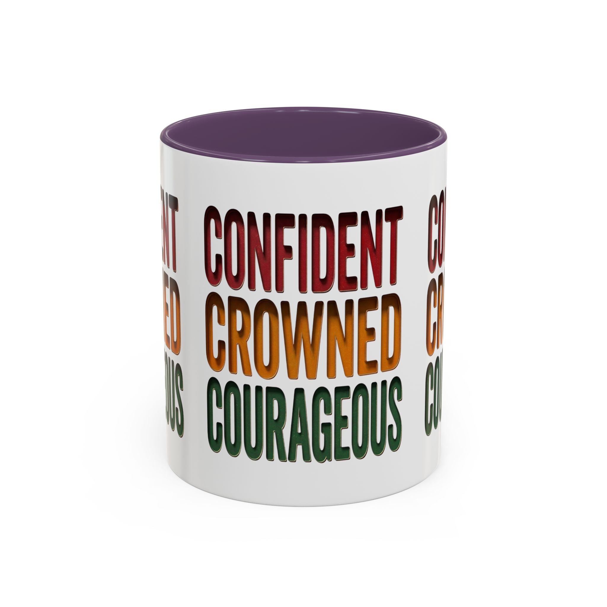 Accent Coffee Mug — 'Confident, Crowned, Courageous' Empowerment Coffee Mug