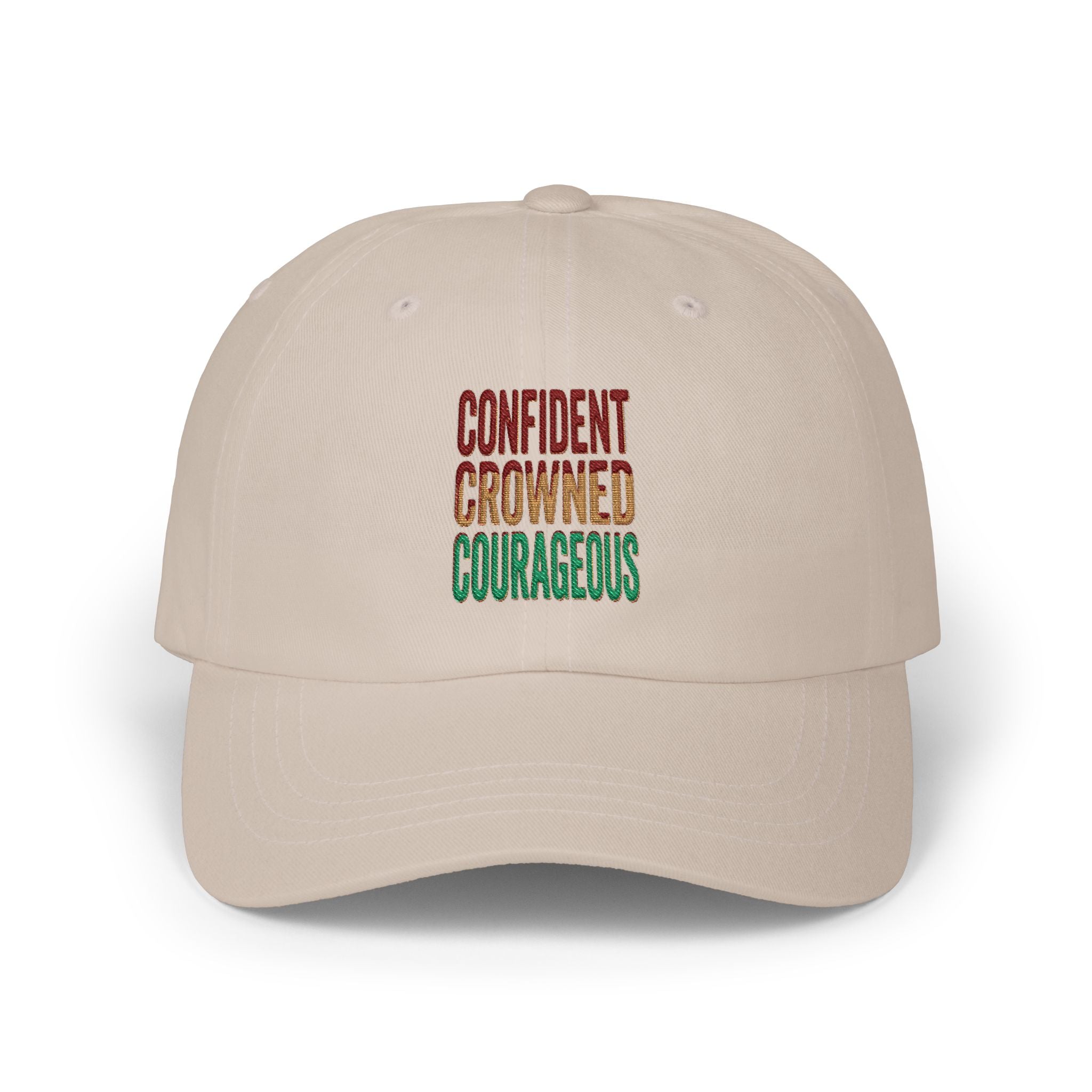 Classic Dad Cap — "Confident Crowned Courageous" Embroidered Inspirational Hat
