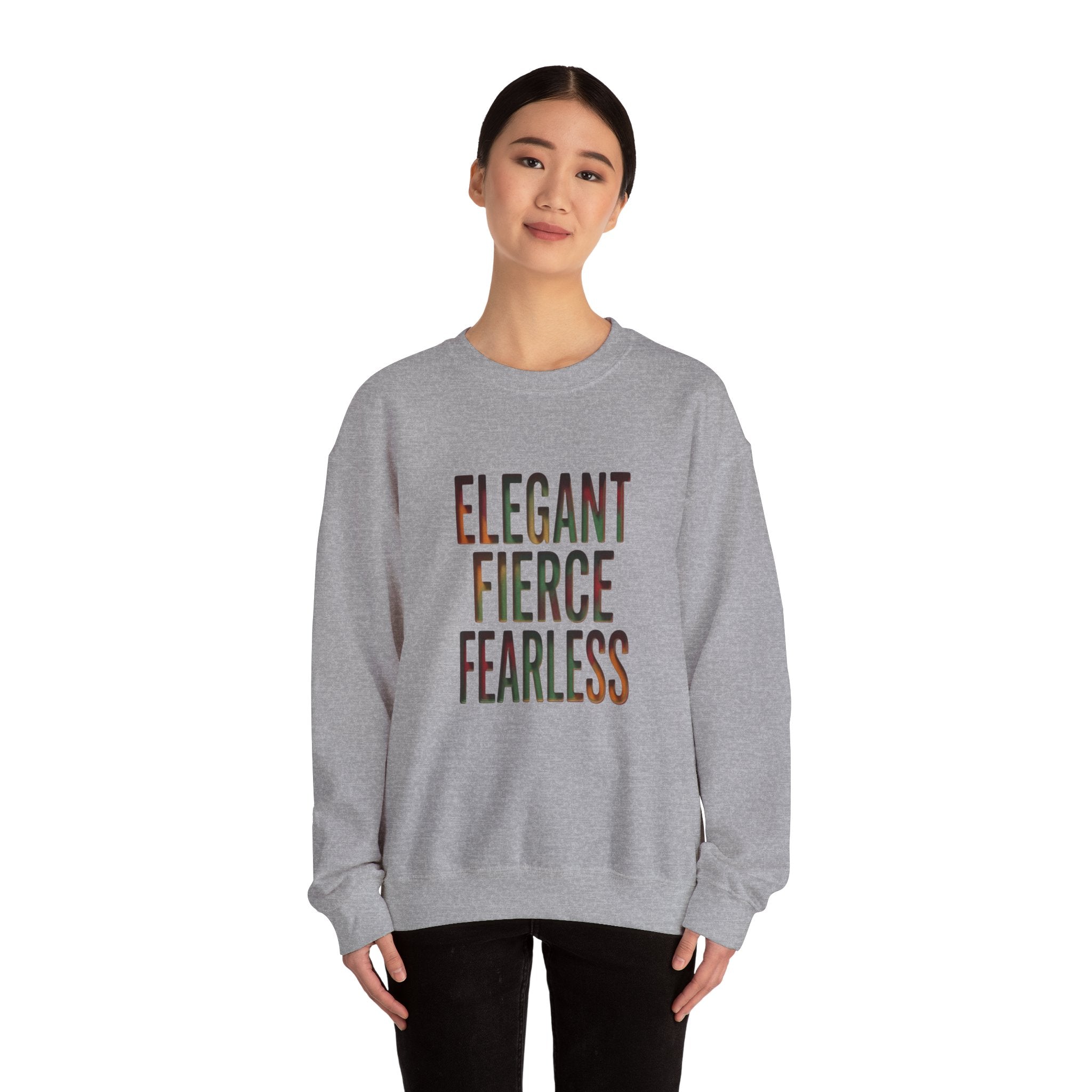 Elegant Fierce Fearless Crewneck Sweatshirt | Juneteenth Pan-African Typography 1865